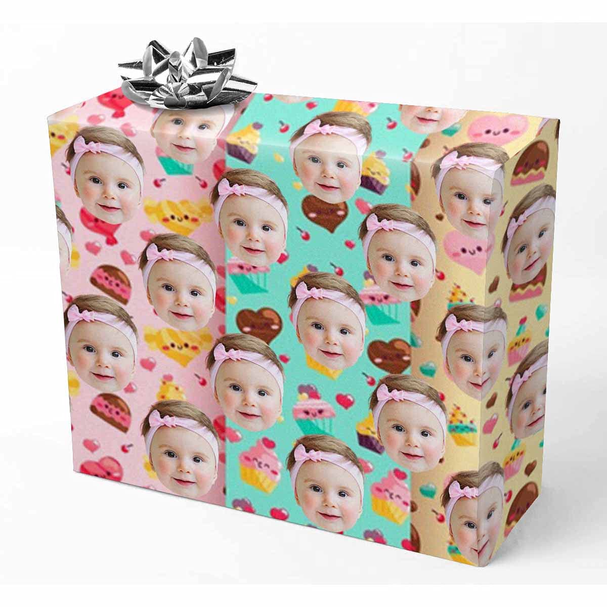 Custom Photo Wrapping Paper - Personalized Donut Design Gift Wrap for Valentine's Day, Birthday & Anniversary - 58