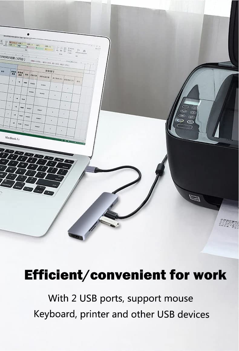 6-in-1 USB C Hub with 4K HDMI, USB 3.0 Ports & Power Delivery - Multi-Port Adapter for MacBook Pro/Air, iPad, Laptop & USB-C Devices | Ideal for Home Office, Travel & Video Conferencing