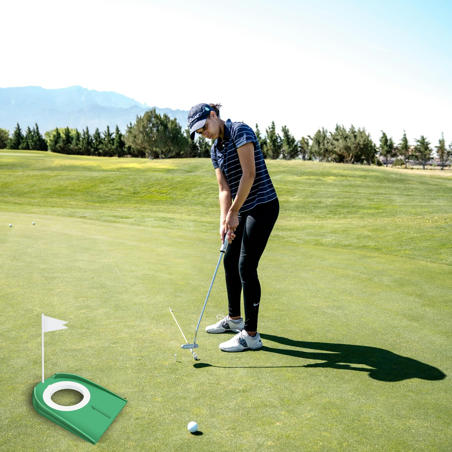 Premium Golf Putting Cup with Flag - Indoor/Outdoor Practice Training Aid for Improved Putting Accuracy | Perfect for Home, Office, or Backyard Golf Practice