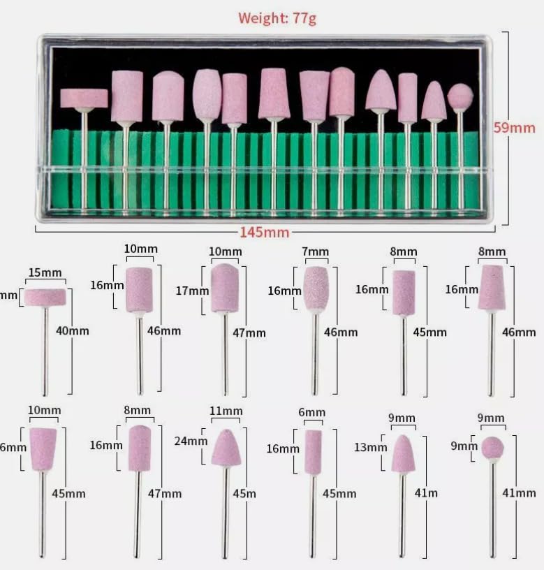 12-Piece Stainless Steel & Ceramic Electric Drill Bits Set for Nail, Plastic & Metal Polishing - Perfect for DIY, Nail Art & Home Repair Projects