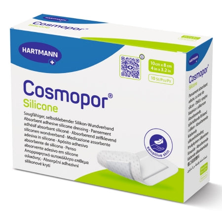 Sterile Cosmopor Silicone Absorbent Island Dressing 3.2 x 4 Inch with 1.5 x 2.6 Pad - Wound Care for Post-Surgery, Burns & Chronic Wounds