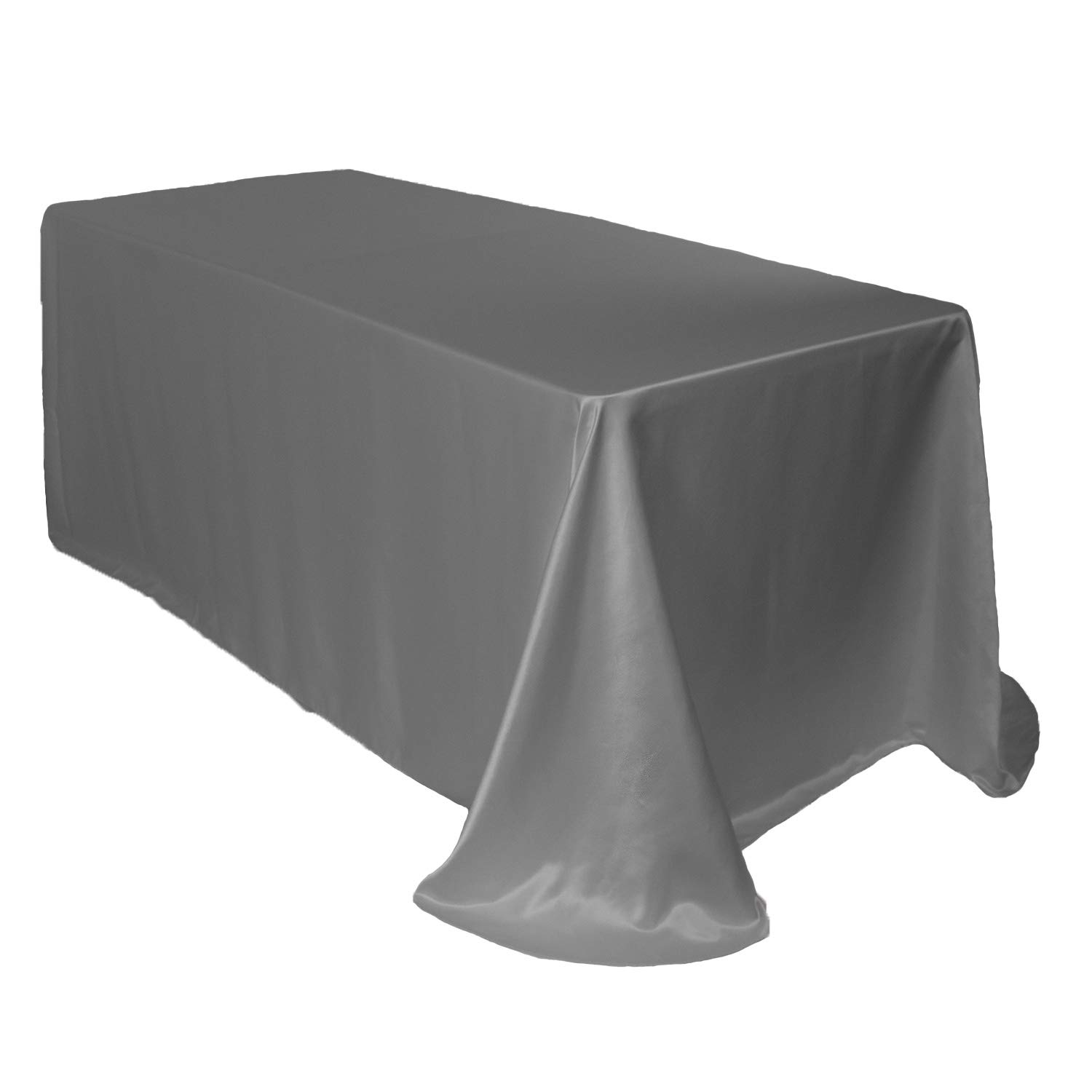Premium 90 x 132 Inch Rectangular Lamour Tablecloth - Elegant Dark Silver Wedding Banquet Table Cover for 6ft Tables | Perfect for Weddings, Parties, and Formal Events