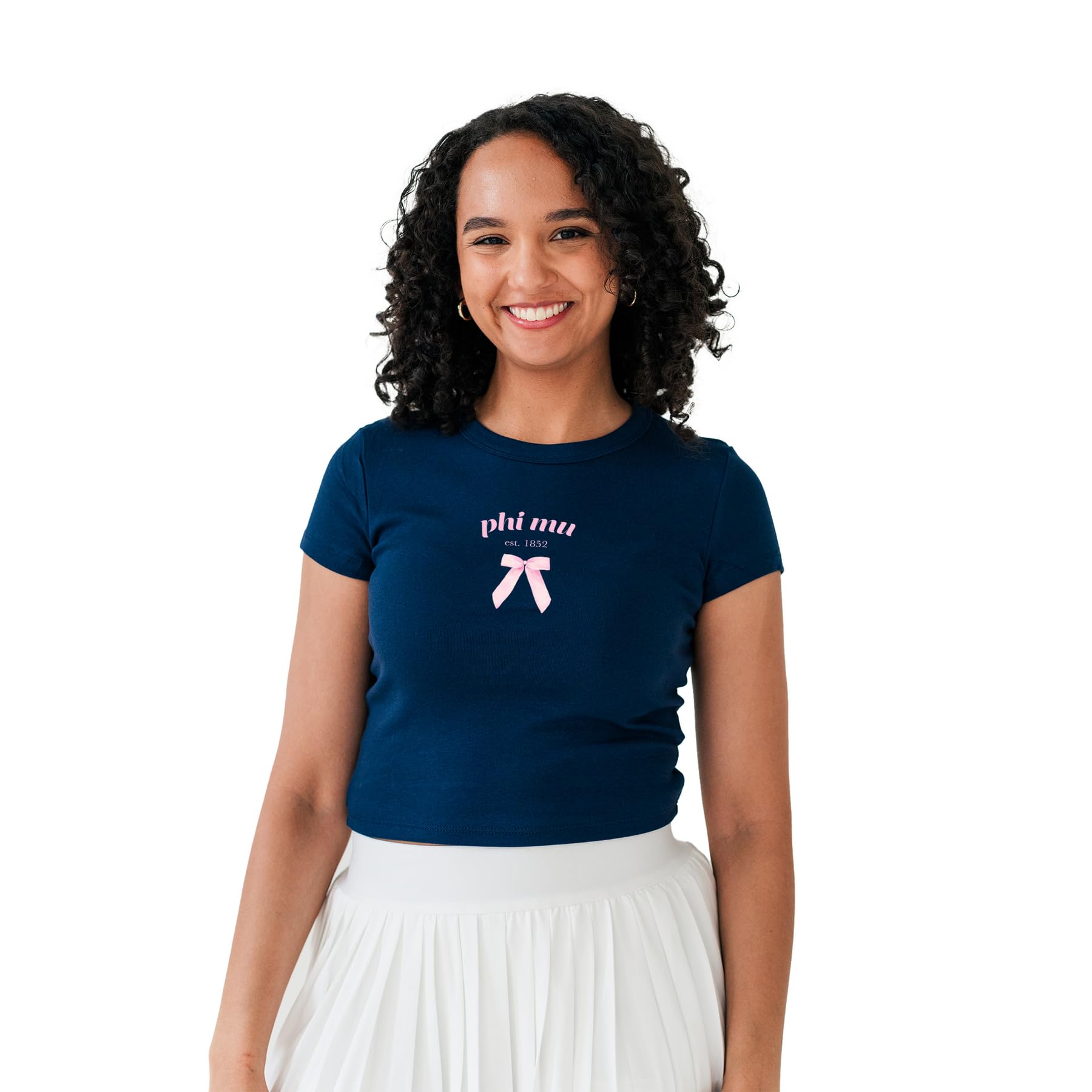 Coquette Bow Baby Doll Ribbed Tee - Soft Stretch Casual Top for Women, Perfect for Date Nights and Summer Outings