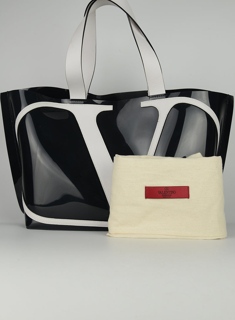Valentino Black PVC Shopper Bag - Stylish & Durable Tote for Women | Perfect for Work, Travel & Everyday Use