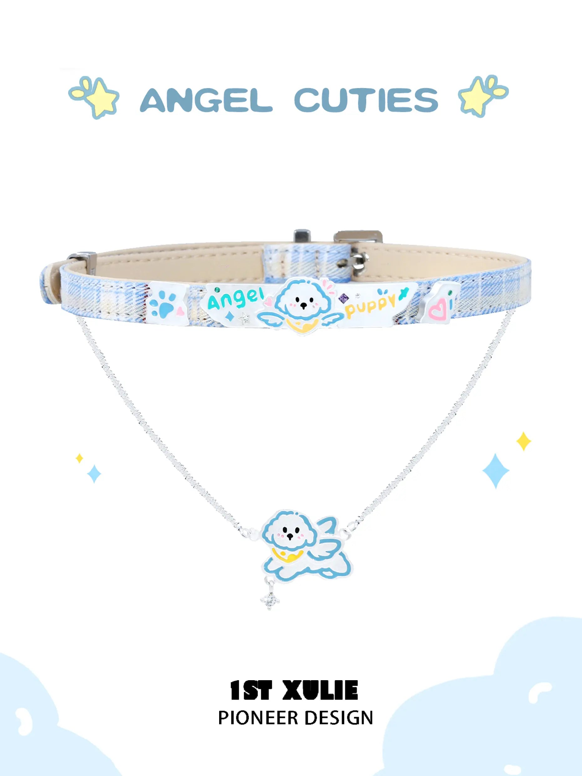 Angel Cuties Puppy Hand Painted Colorful Resin Choker Necklace™ - Unique Handmade Dog Lover Gift for Women, Girls - Perfect for Valentine's Day, Birthday & Everyday Fashion Accessory