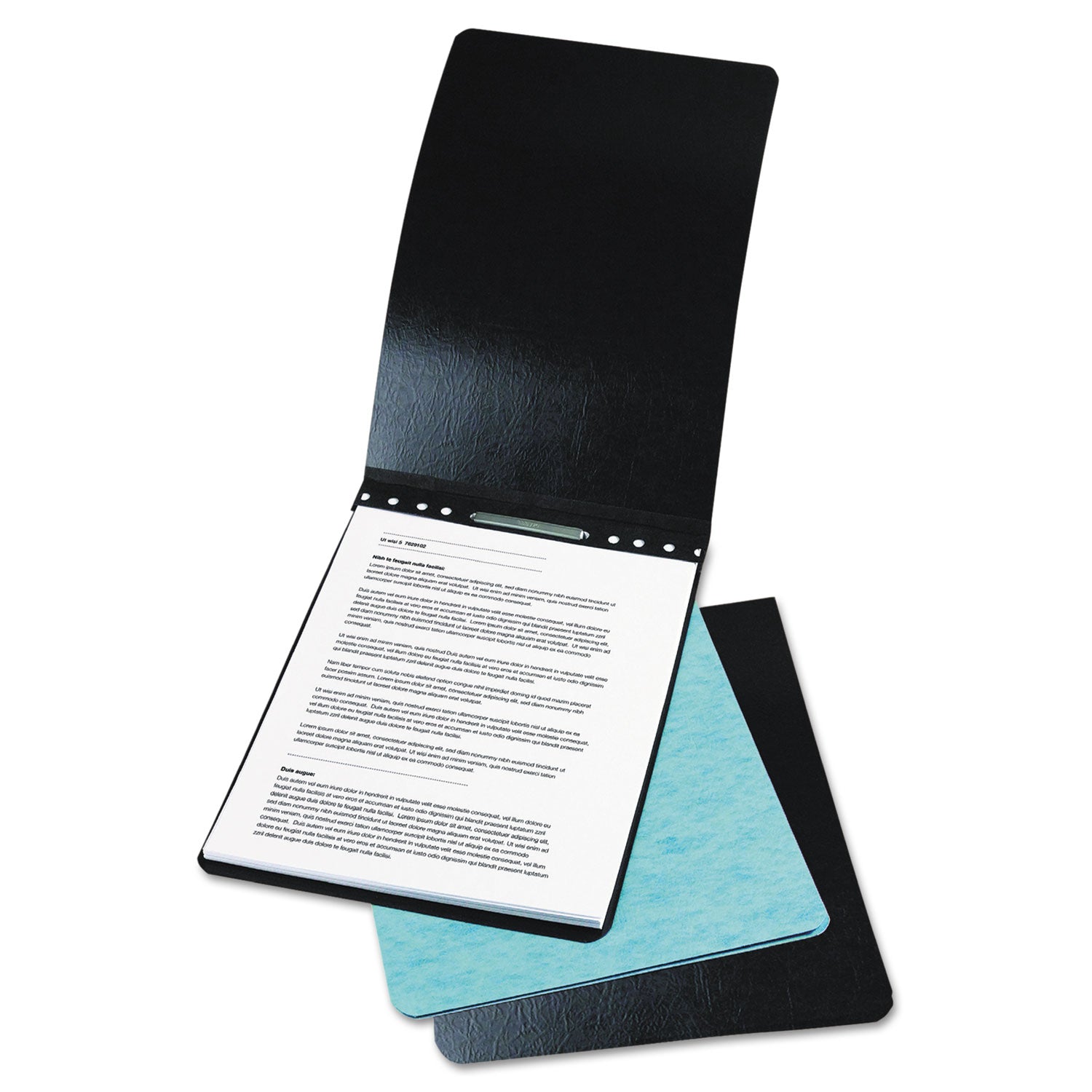 ACCO Presstex Report Cover with Tyvek Reinforced Hinge - Top Bound 2-Piece Prong Fastener, Holds 2 Documents, 8.5 x 14 Inches, Light Blue - Perfect for Office Reports, School Projects & Professional Presentations