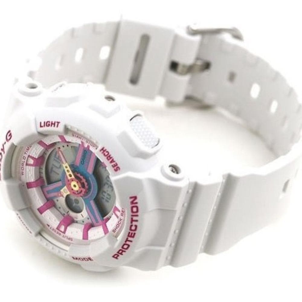 CASIO BABY-G BA-110NR-8ADR Digital Quartz Women's Watch - White Resin Band, Shock Resistant, Water Resistant for Swimming, Running & Outdoor Sports