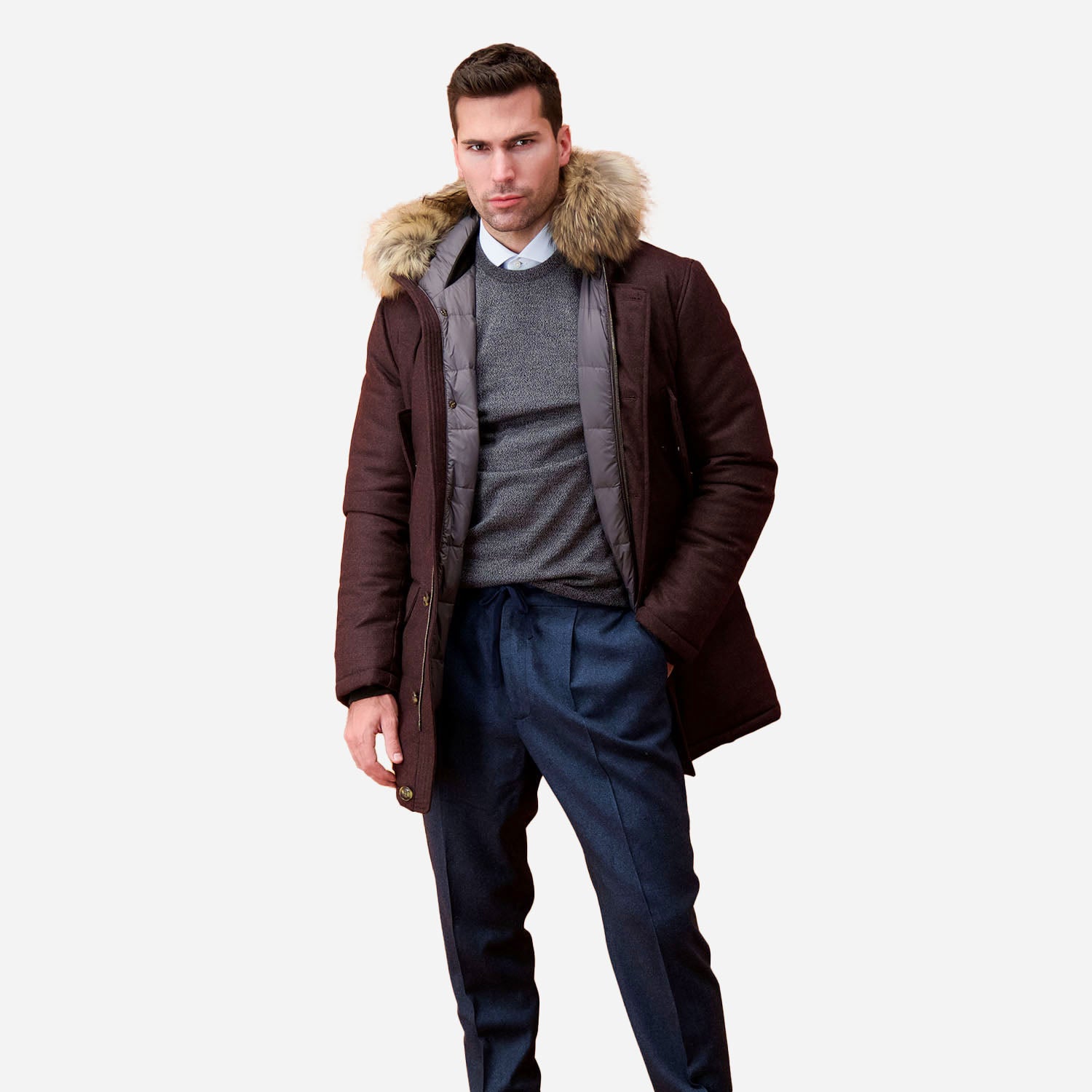 Barba Napoli Burgundy Wool Jacket for Men - Premium Italian Wool Blazer with Notch Lapel | Perfect for Business Meetings, Weddings & Formal Occasions