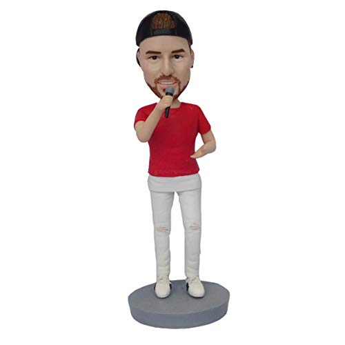 Custom Singer Bobblehead - Personalized Wedding Gifts, Unique Souvenirs & Home Decor - Real Face Polymer Clay Figurine for Car Dashboard, Office Desk & Party Decorations