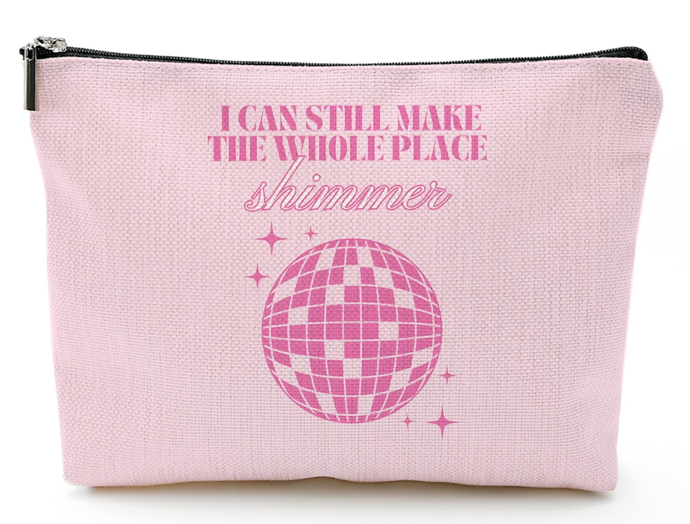 QualityLife Singer Lyric Shimmer Pink Makeup Bag - Official Singer Merch Cosmetic Pouch for Fans | Perfect Women's Birthday Gift for Concerts, Travel & Daily Beauty Organization