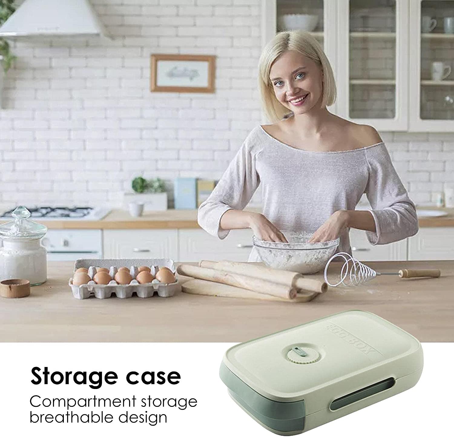 Coskira Plastic Egg Storage Box - 12-Count Large Egg Holder Tray for Refrigerator & Kitchen Cabinet - Space Saving Egg Organizer Container for Fresh Eggs (Green) - Perfect for Home Kitchen, Restaurant & Farm Use