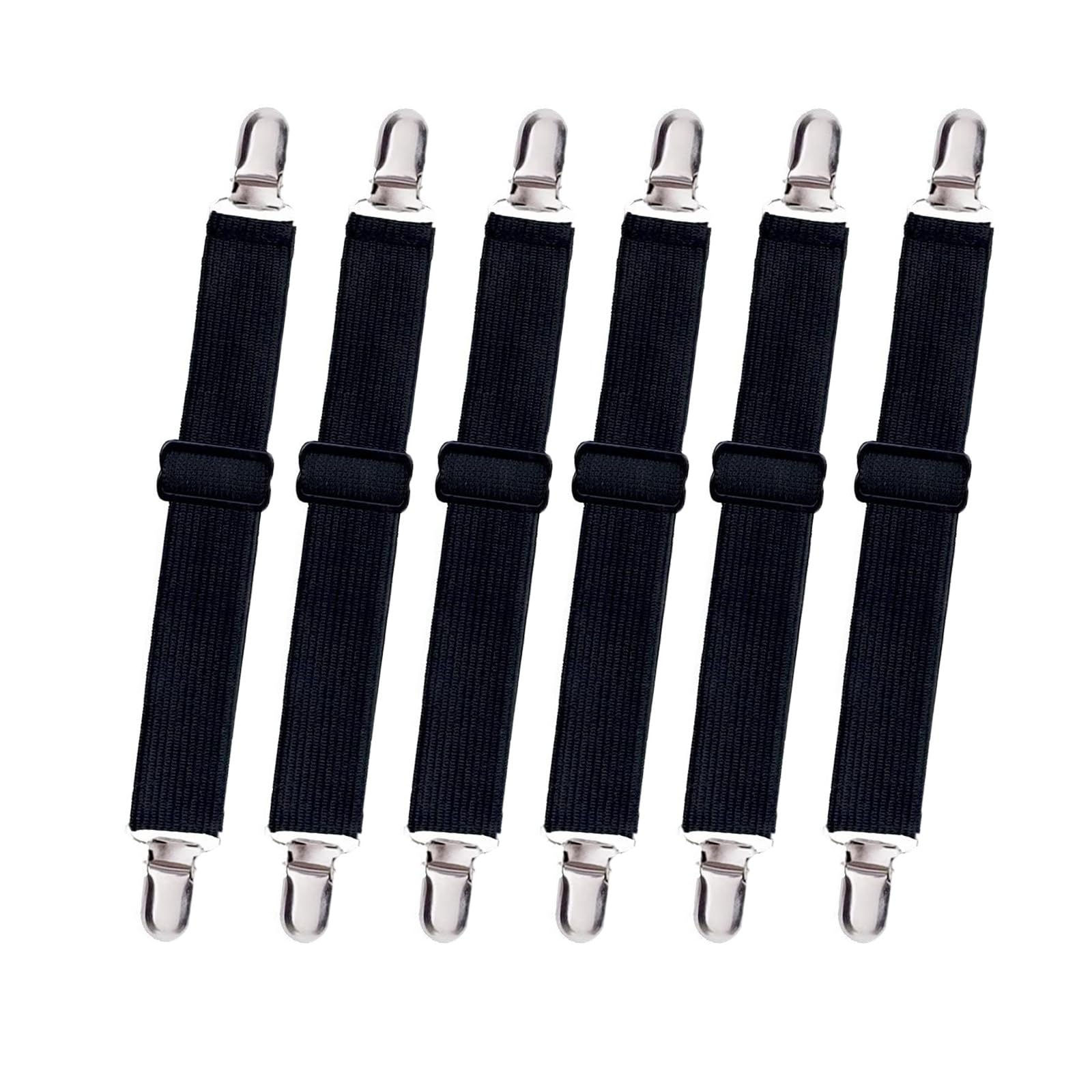 8pcs Adjustable Bed Sheet Straps & Clips - Elastic Fitted Sheet Holder for Mattress Covers & Sofa Cushions - Black - Perfect for Keeping Sheets Secure on Beds, Couches, and RVs