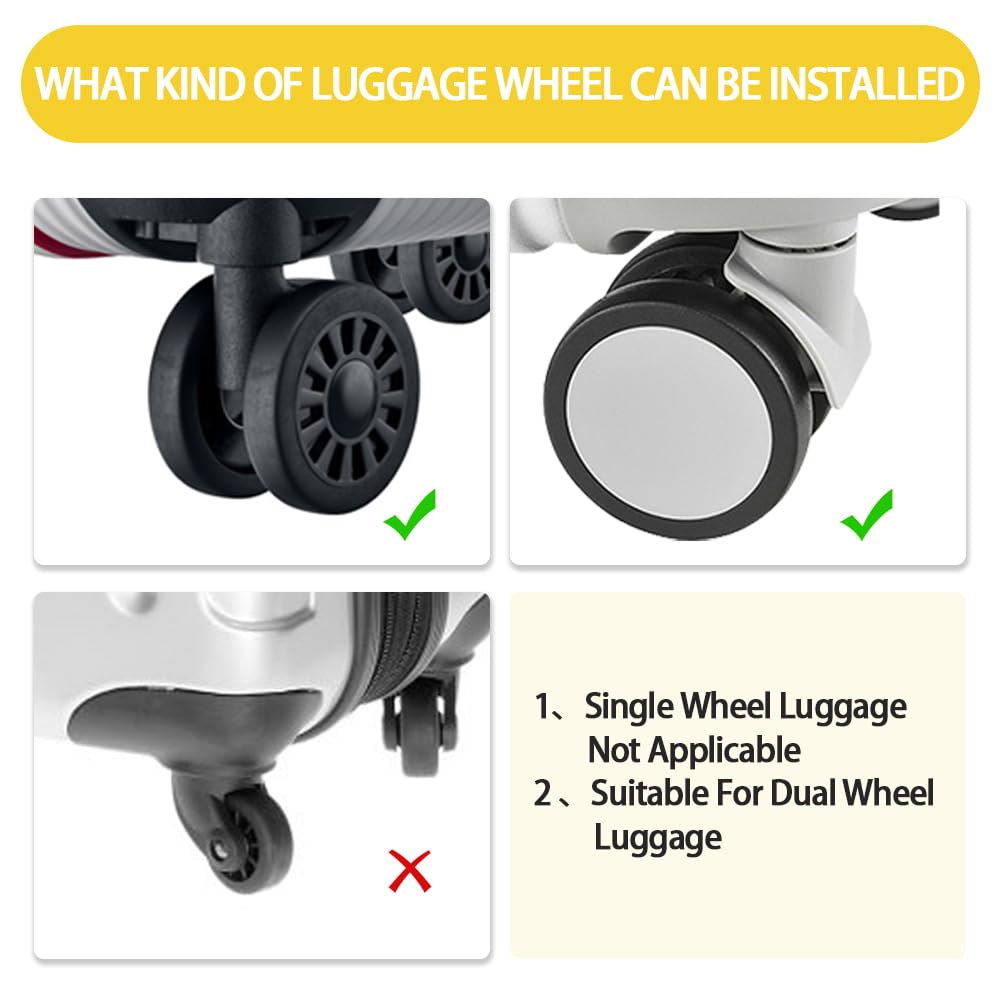 TUCANA Silicone Luggage Wheel Covers - Elastic Shockproof Caster Protectors for Suitcases & Office Chairs - Noise Reducing, Durable (Yellow) | Perfect for Travel, Home & Office Use