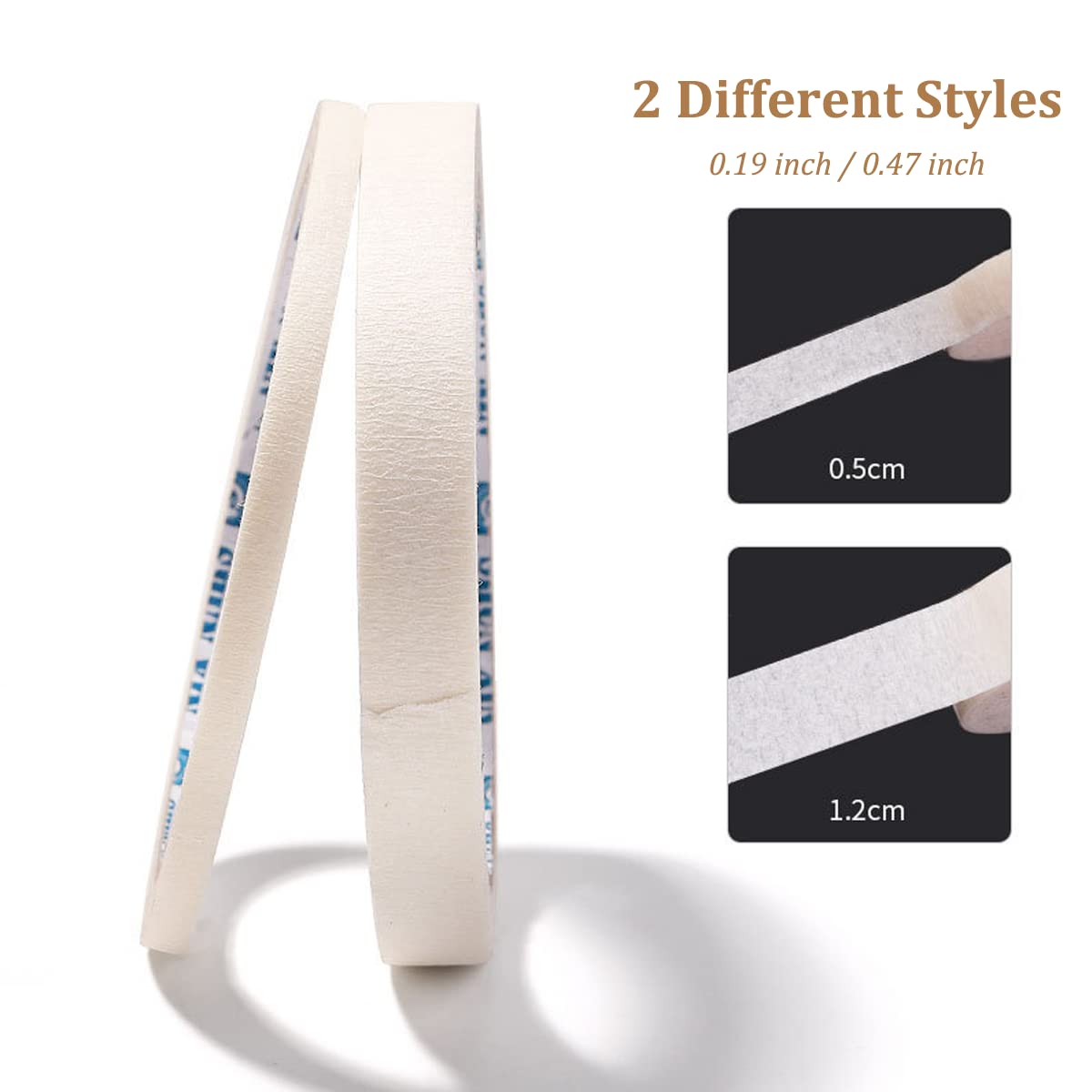 8 Roll Nail Art Adhesive Tape Set - 0.5cm & 1.2cm Width for Creative DIY Nail Designs - White Nail Art Stripe Tape & Masking Tape for Nail Decorations - Perfect for Salon, Home Manicure & Nail Art Enthusiasts