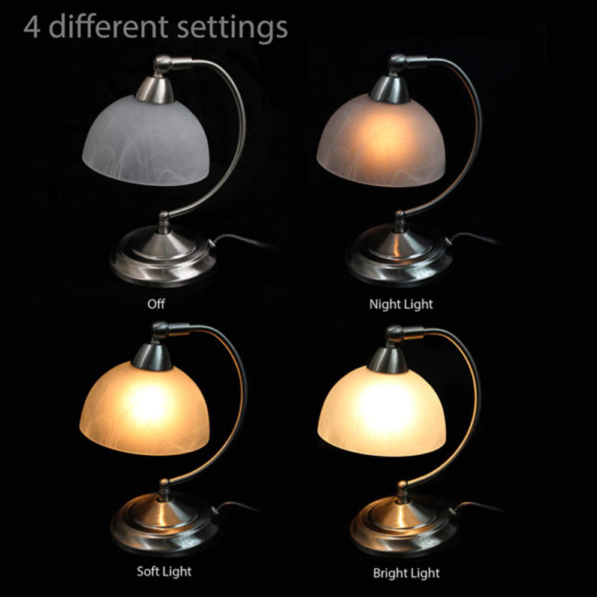 Elegant Designs LT2029-BSN Modern Mini Bankers Table Desk Lamp with Touch Dimmer Control - Brushed Nickel Finish for Home Office, Study, or Bedroom Lighting