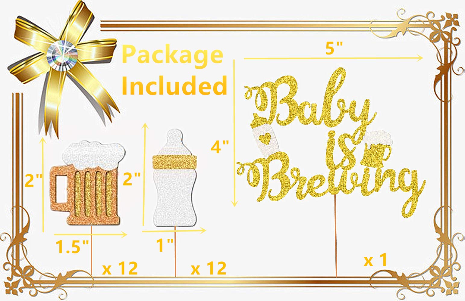 JeVenis 25 PCS Baby Is Brewing Cake Toppers - Baby Shower Cupcake Decorations & Beer Themed Party Supplies - Gender Reveal Party Decor - Perfect for Baby Showers, Gender Reveals & Themed Celebrations