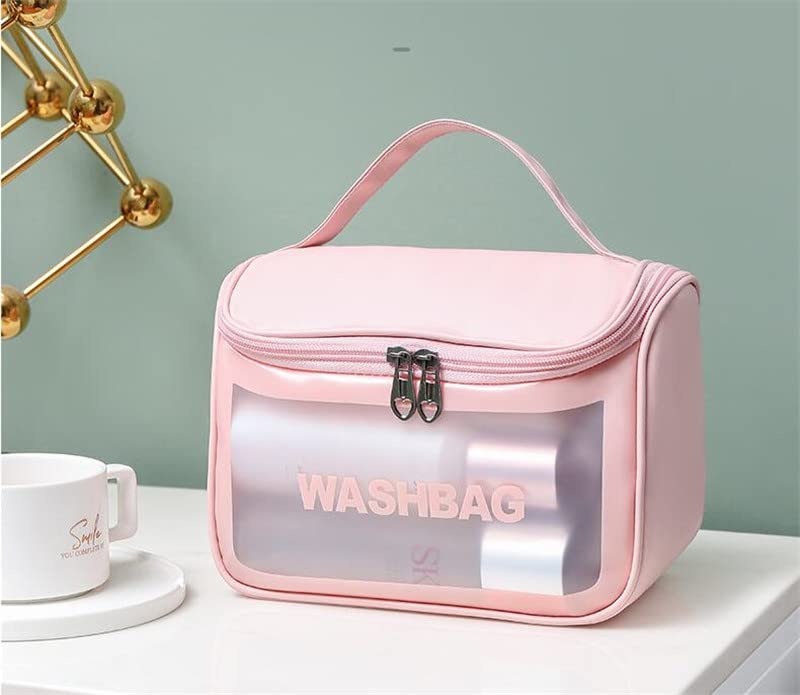 Trexee Portable Travel Cosmetic Bag - Waterproof Toiletry Organizer for Women, Pink Makeup Pouch Set with Multiple Compartments | Perfect for Vacation, Gym, Business Trips & Daily Essentials Storage