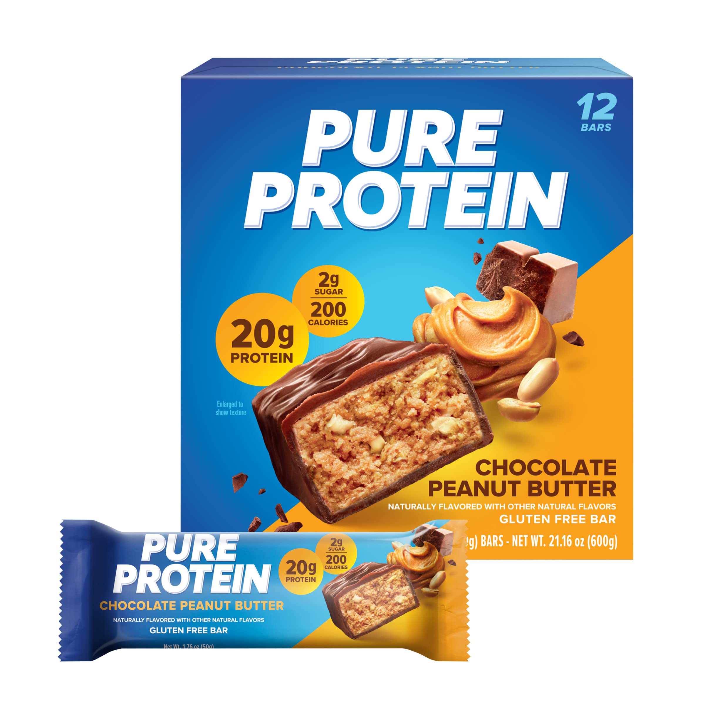 Body Fortress 100% Whey Protein Powder Vanilla 1.74lbs & Pure Protein Bars Chocolate Peanut Butter 12 Count 1.76oz - Post Workout Recovery & Muscle Building Supplement for Athletes & Fitness Enthusiasts