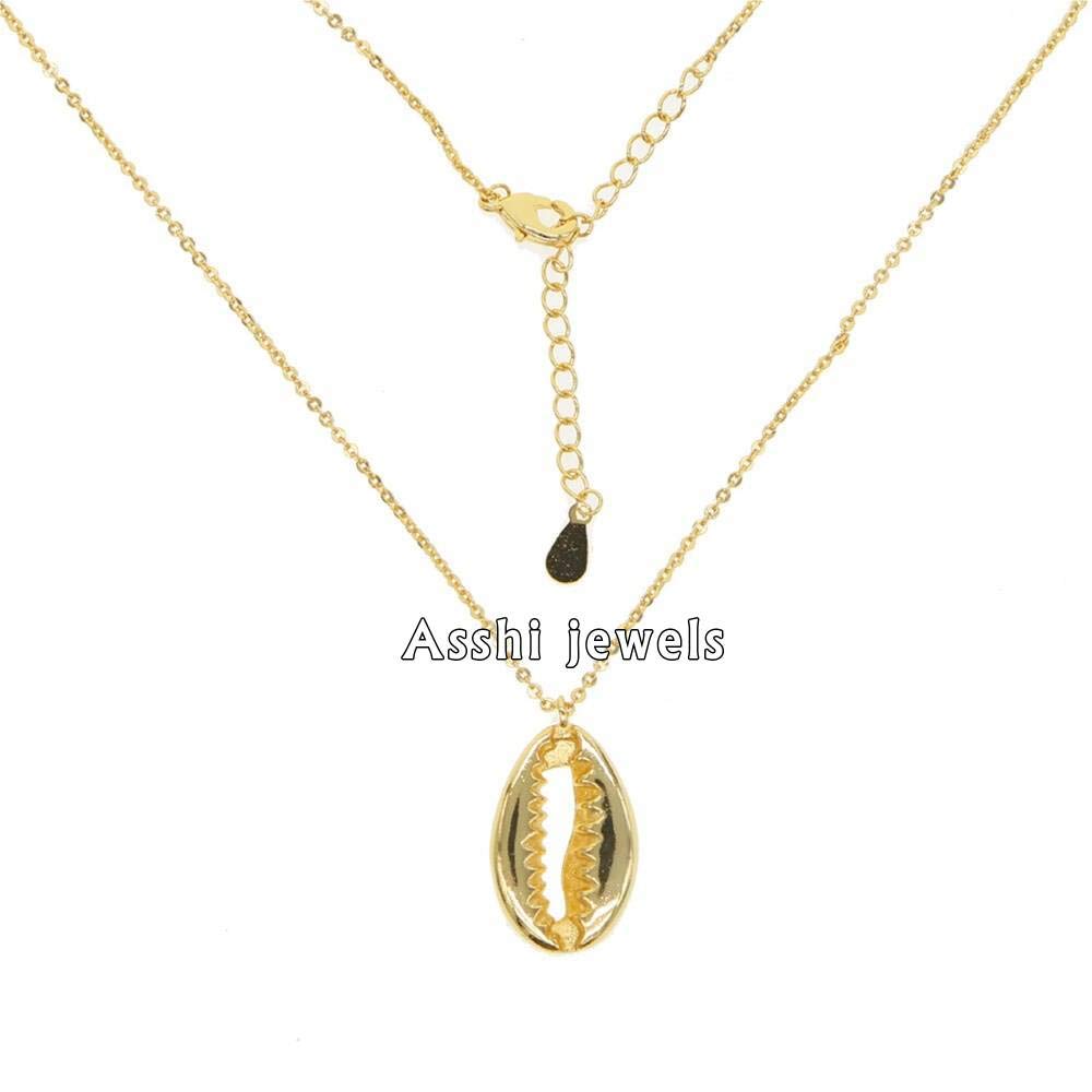 925 Sterling Silver & Gold Vermeil Cowrie Shell Necklace for Women - Handmade Designer Seashell Jewelry for Beach, Boho & Summer Outfits