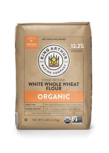 King Arthur Organic White Whole Wheat Flour - 100% Whole Grain, Non-GMO Project Verified, 5lb (Pack of 6) - Perfect for Baking Bread, Muffins & Pancakes