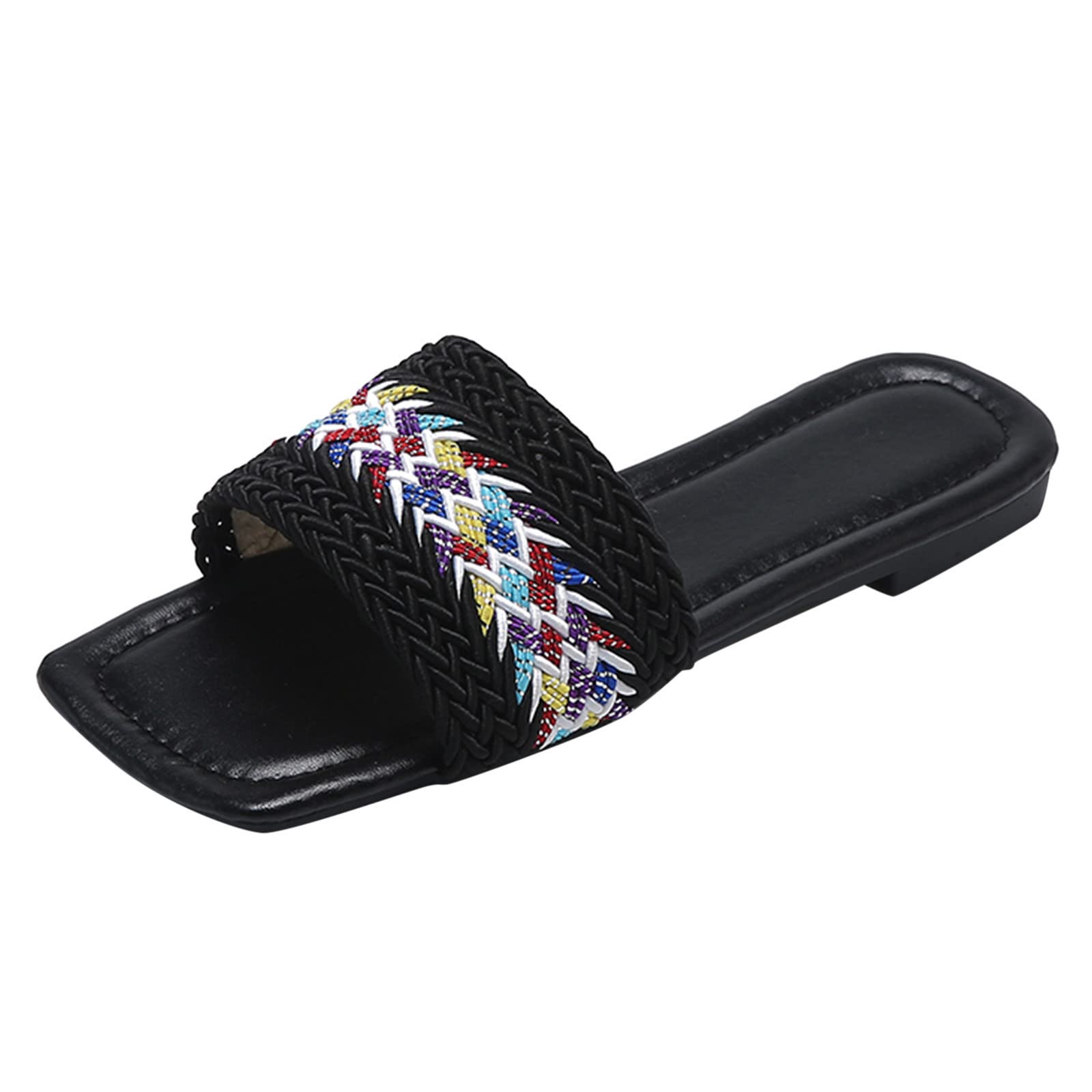 Women's Comfortable Rubber Slippers Size 8 - Breathable Woven Design, Colorful Outdoor & Beach Sandals for Casual Wear - Perfect for Poolside, Spa Days, and Summer Vacations