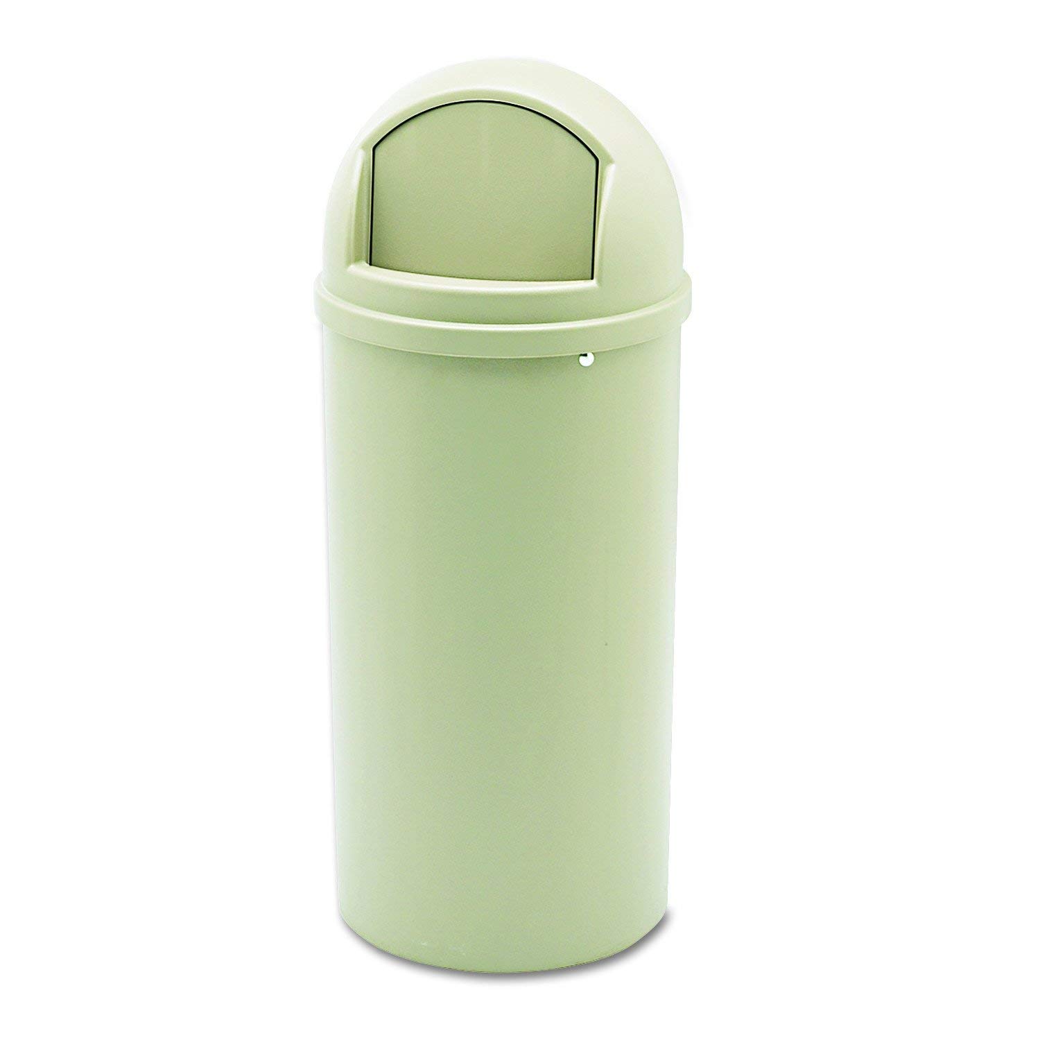 Rubbermaid Commercial 15-Gallon Round Trash Can with Lid - Beige Indoor/Outdoor Garbage Bin for Office, Lobby, Restaurant, School & Restroom | Durable Waste Container for High-Traffic Areas