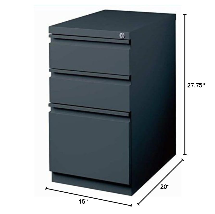 Hirsh Industries 2-Piece Mobile File Cabinet Set - Charcoal File Cabinet & Black File Caddy | Office Organization & Document Storage Solution for Home & Business Workspaces