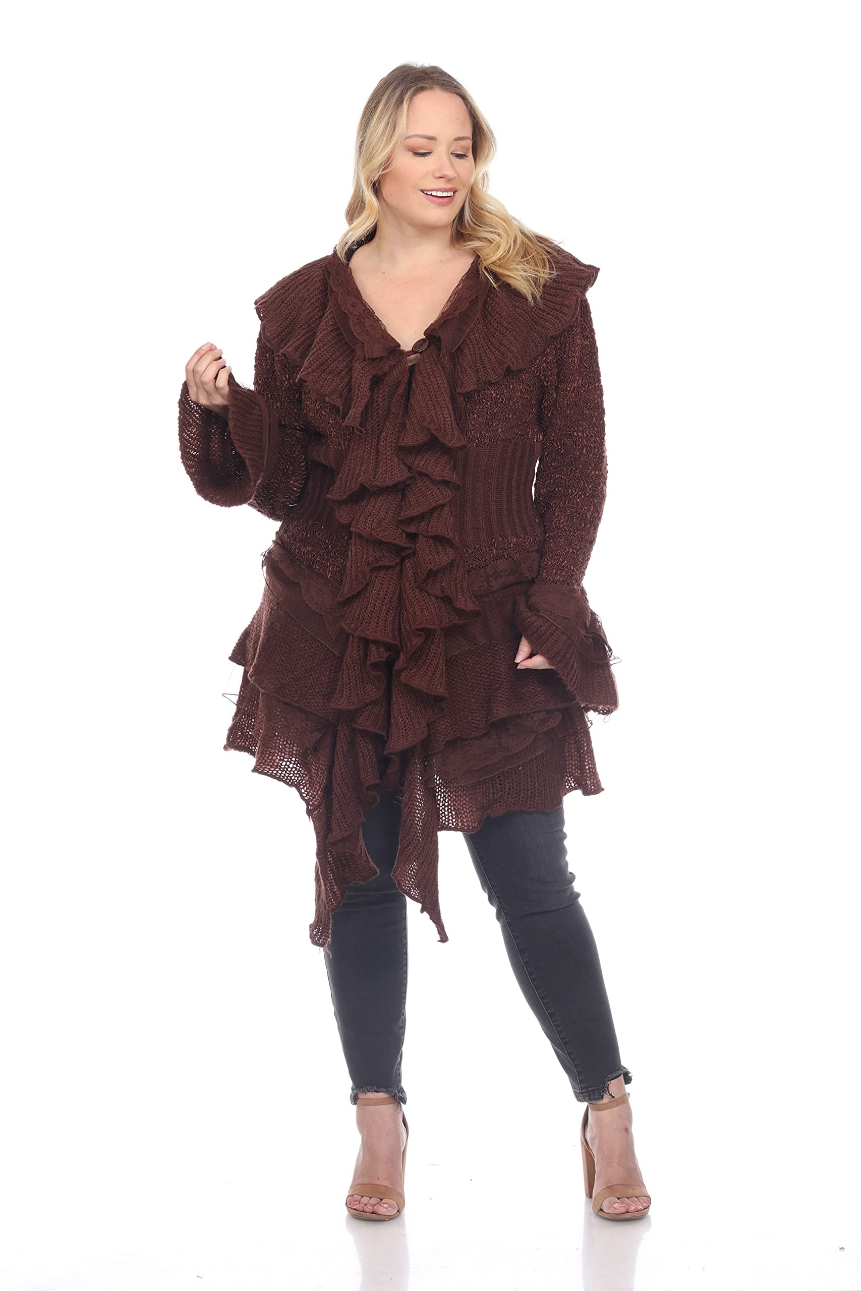 Simply Couture Women's Plus Size Casual Knit Long Sleeve Open Front Cardigan Sweater - Cozy Layering Piece for Fall & Winter, Perfect for Office, Lounge & Weekend Outfits