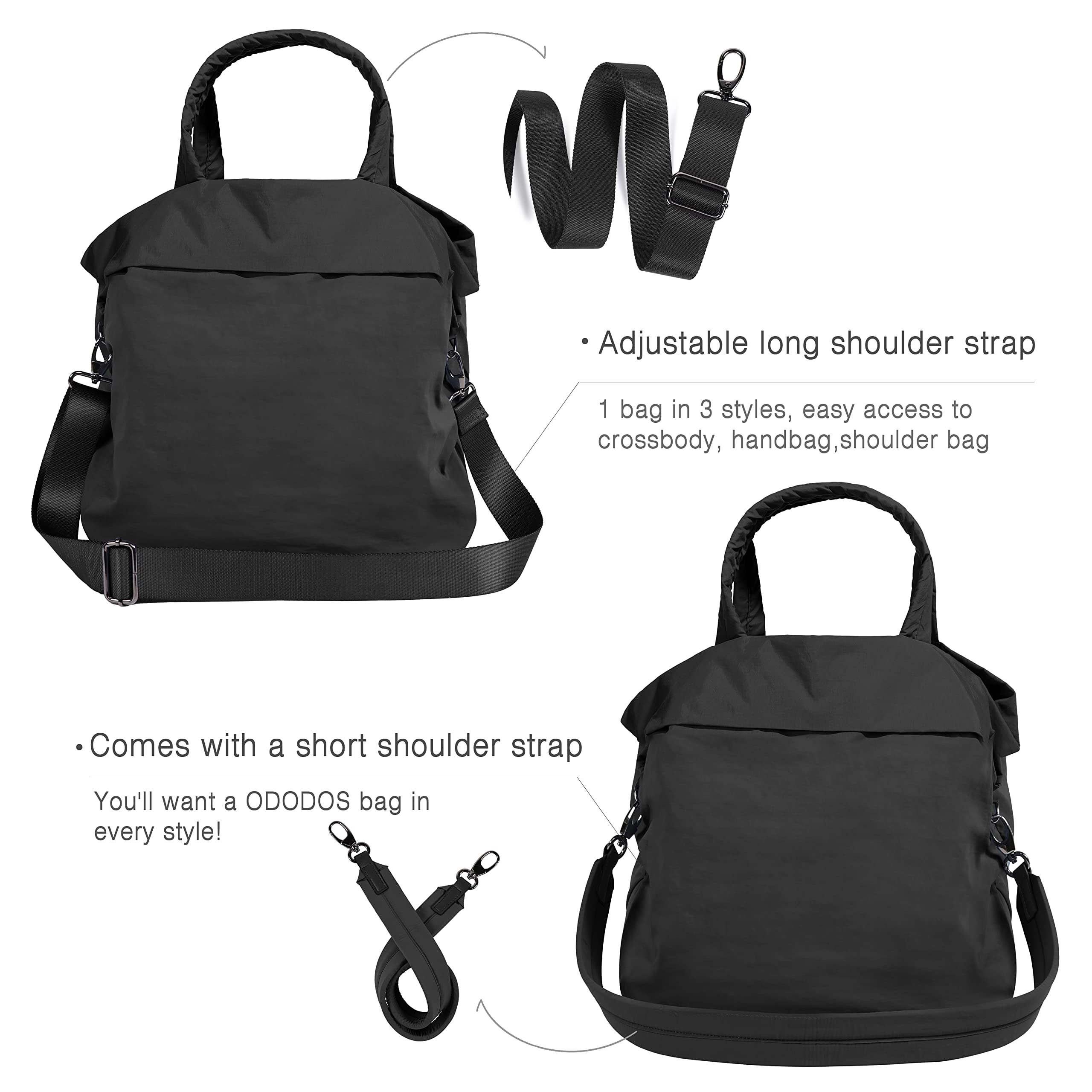 ODODOS 19L Multi Hobo Bags 2.0 for Women - Adjustable 2 Straps Tote & Crossbody Shoulder Handbag - Perfect for Work, Travel & Daily Use
