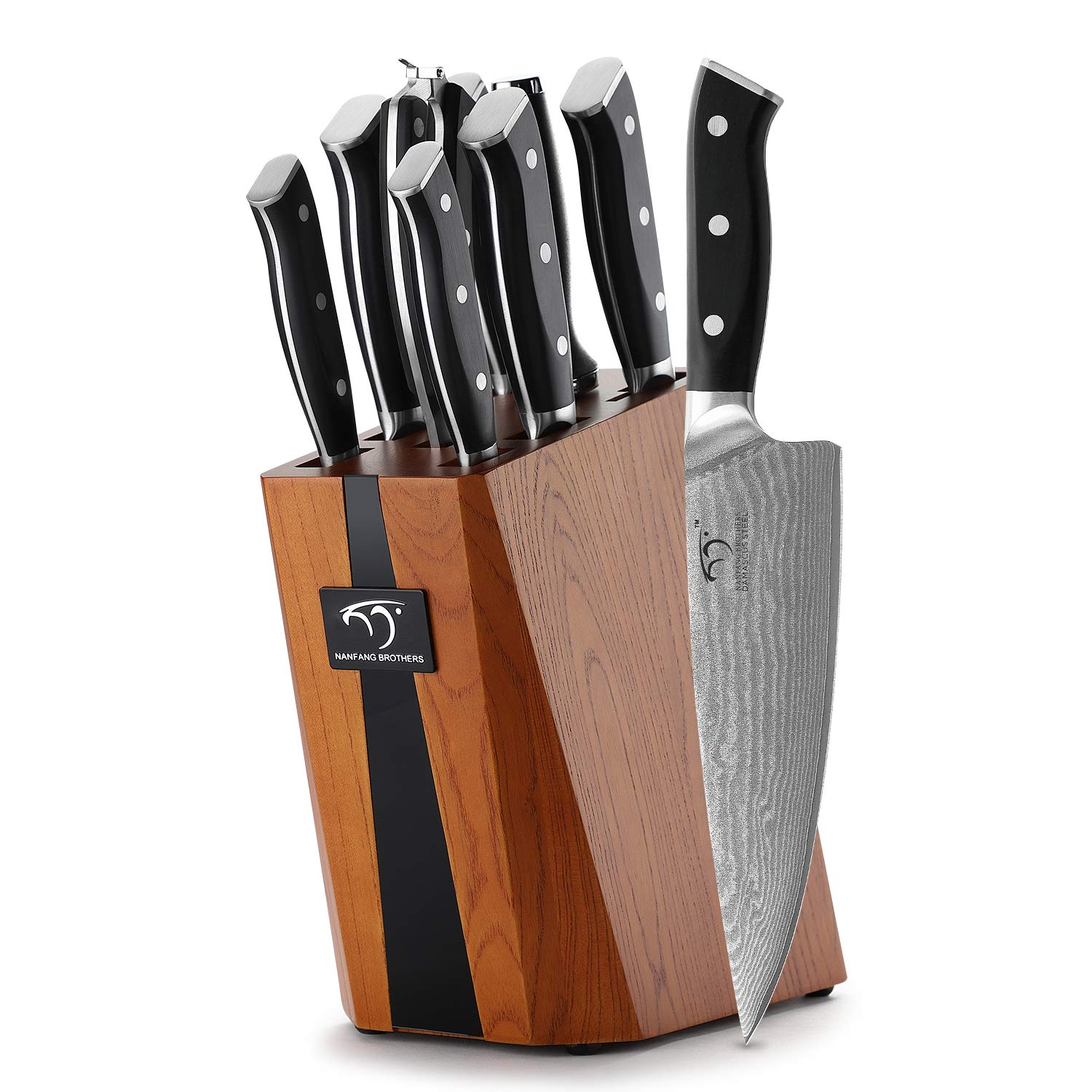 Premium NANFANG BROTHERS 9-Piece Damascus Kitchen Knife Set with Ergonomic Triple Rivet Handle - Ideal for Chopping, Slicing, Dicing & Cutting - Perfect for Home Chefs & Professional Kitchens