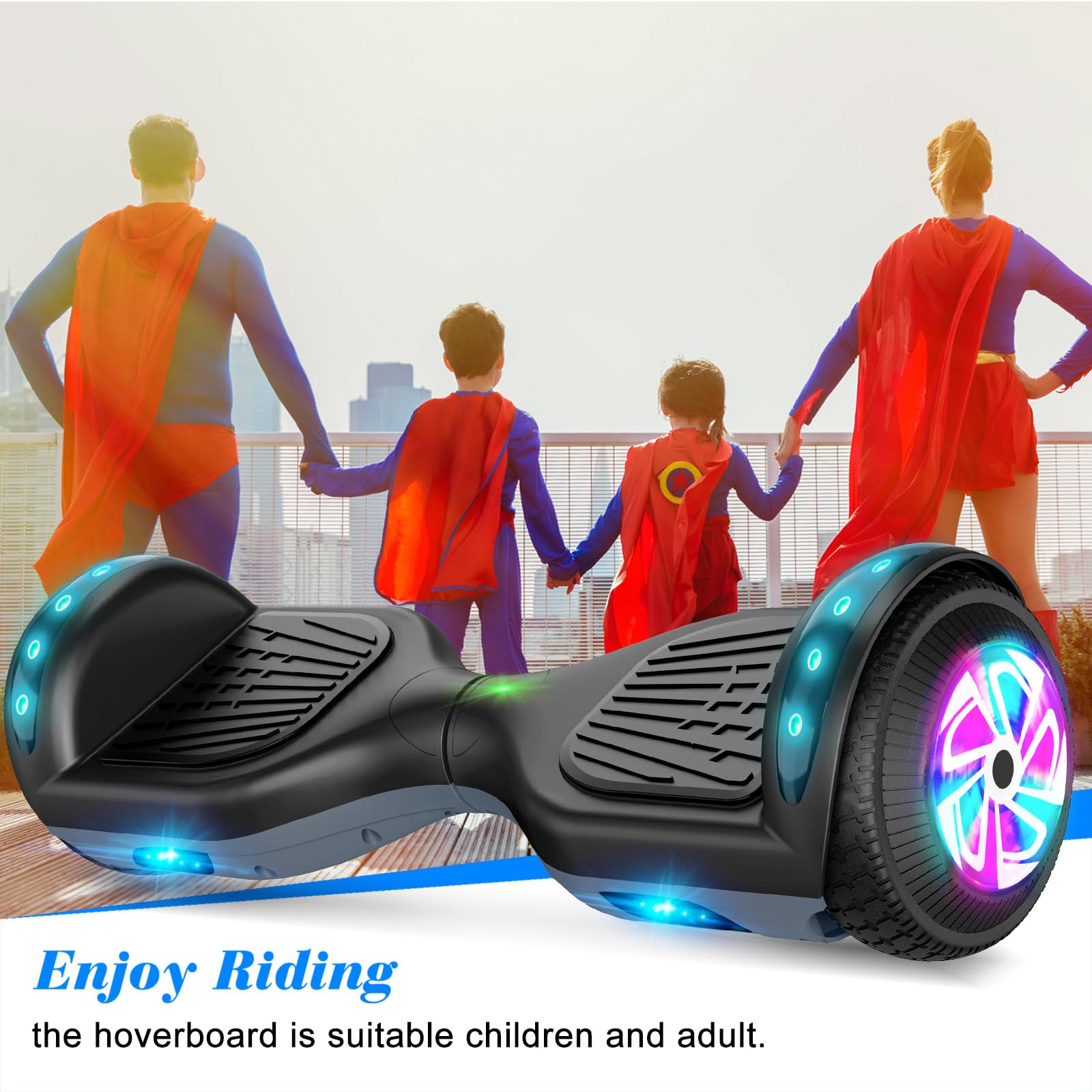 6.5 Inch Self Balancing Hoverboard with Bluetooth & LED Lights - Electric Scooter for Kids & Teens - Perfect for Commuting, Campus Travel & Outdoor Fun