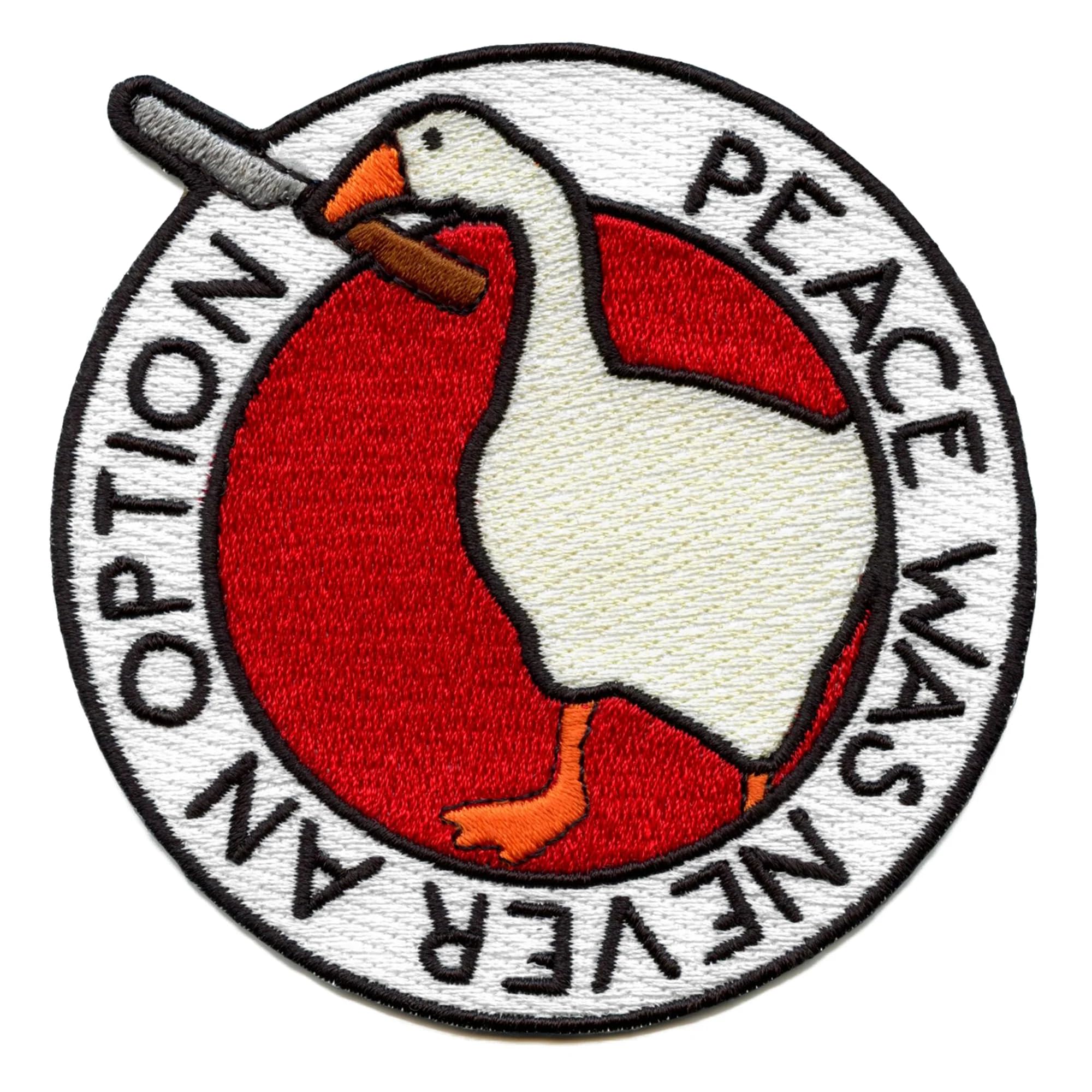 Silly Goose Embroidered Iron On Patch - Funny Animal Design for Jackets, Hats & Backpacks - Peace Was Never an Option