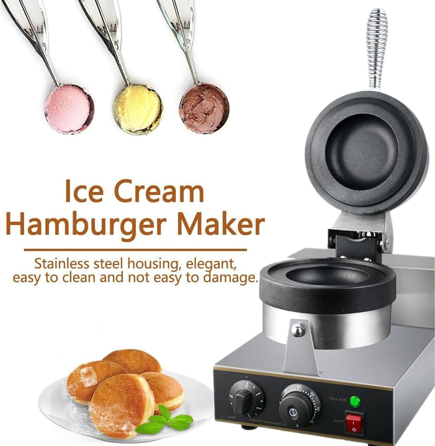 Electric Panini Press Machine - Non-Stick Sandwich & Burger Maker for Grilled Paninis, Burgers, and Waffles - Perfect for Home Kitchens, Cafes, and Outdoor BBQs