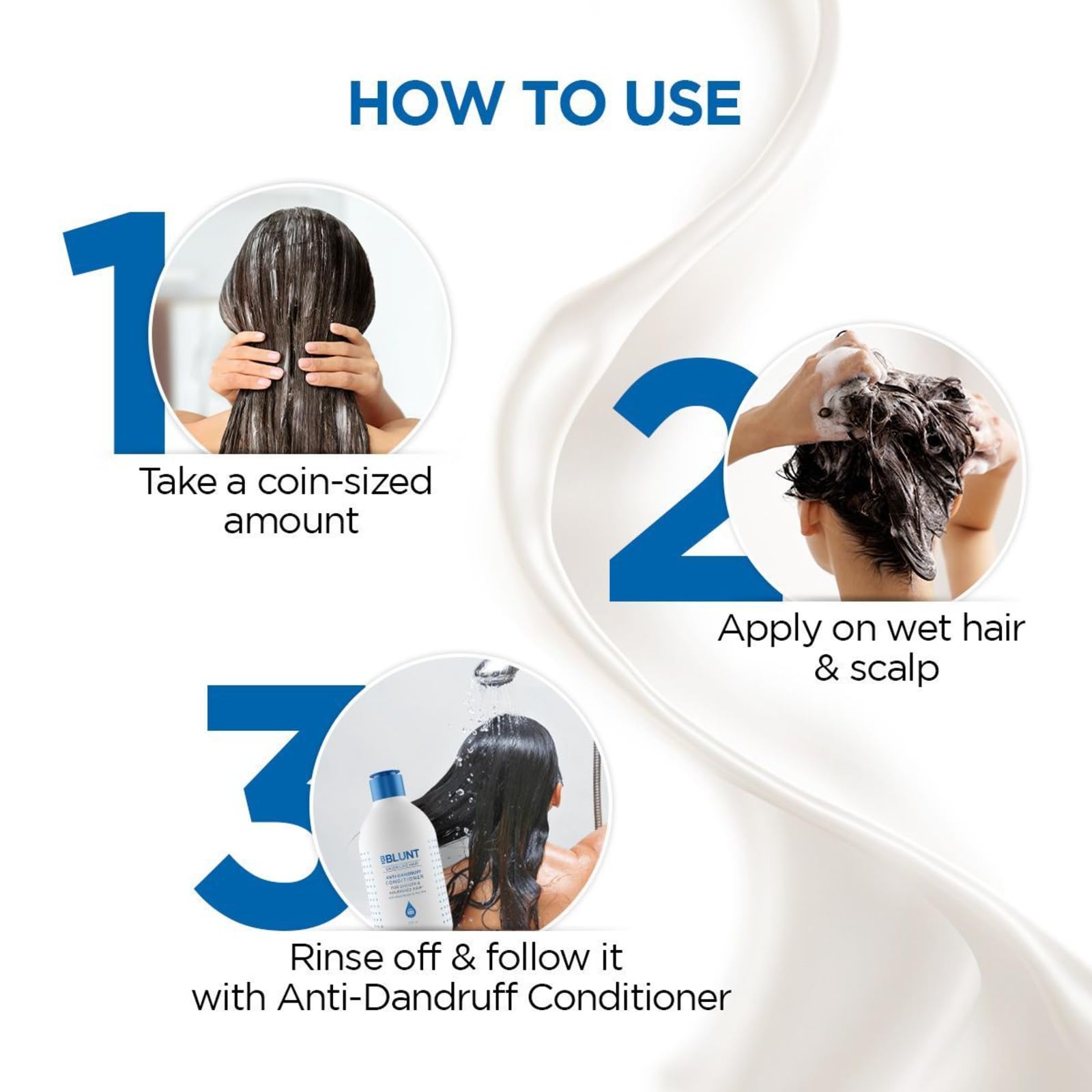 Bblunt Anti-Dandruff Shampoo with Zinc Pyrithione & Tea Tree Oil - 100% Dandruff Control, Oil & Itch Relief for All Hair Types - Men & Women (300ml) - Perfect for Daily Scalp Care & Flake-Free Hair