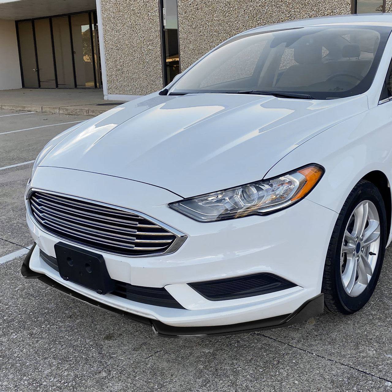 2017-2018 Ford Fusion Glossy Black Polyurethane Front Bumper Lip Spoiler - 3PC Set for Enhanced Aerodynamics & Sporty Look - Perfect for Car Enthusiasts & Street Racing