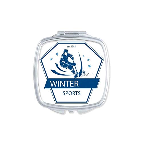 DIYthinker Portable Compact Double-Sided Makeup Mirror with Winter Sport Skiing Snow Illustration - Perfect for Travel, Gym, and Home Vanity Use