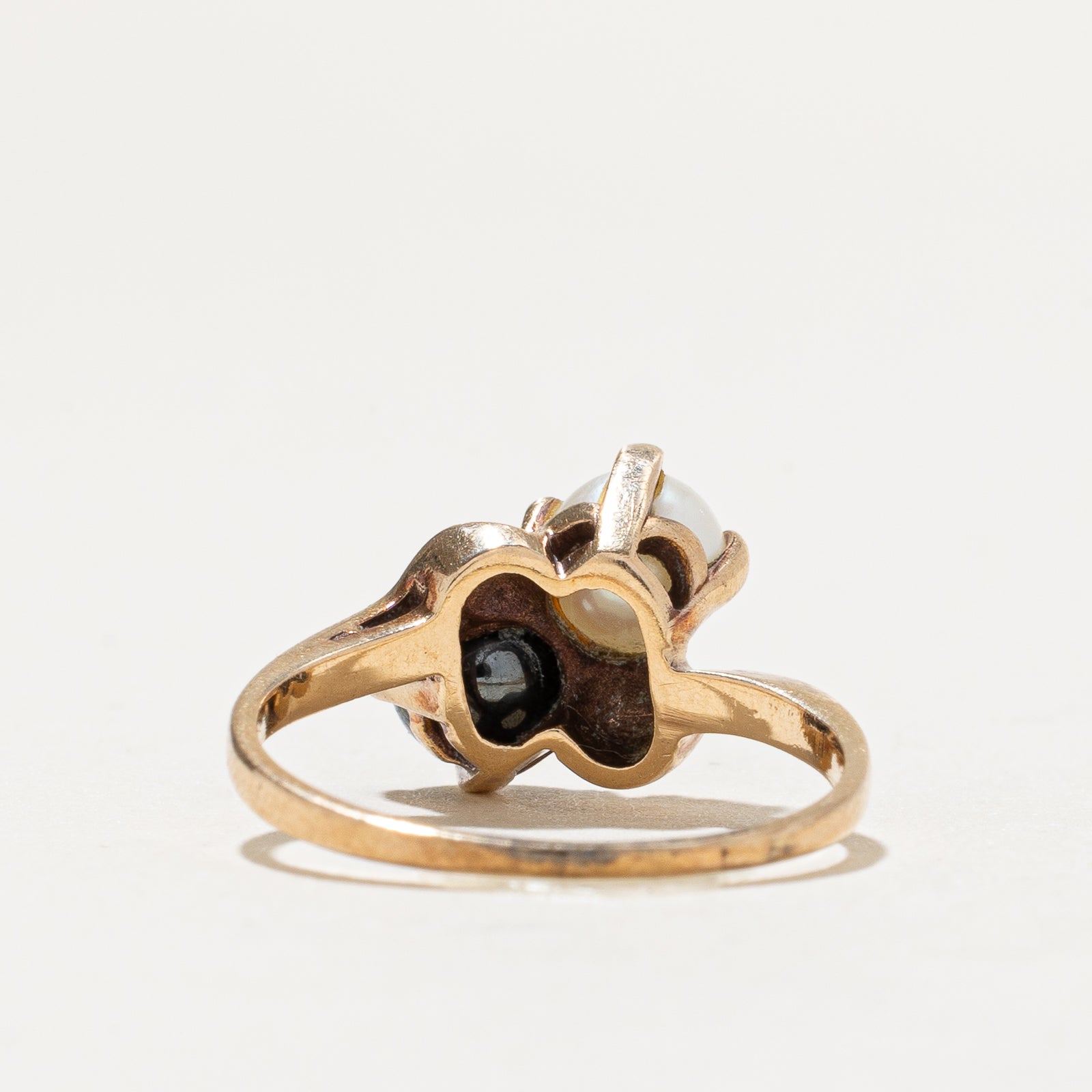 Toi et Moi Pearl Bypass Ring - Size 6 | Elegant Stackable Ring for Women, Perfect for Engagement, Anniversary & Everyday Wear