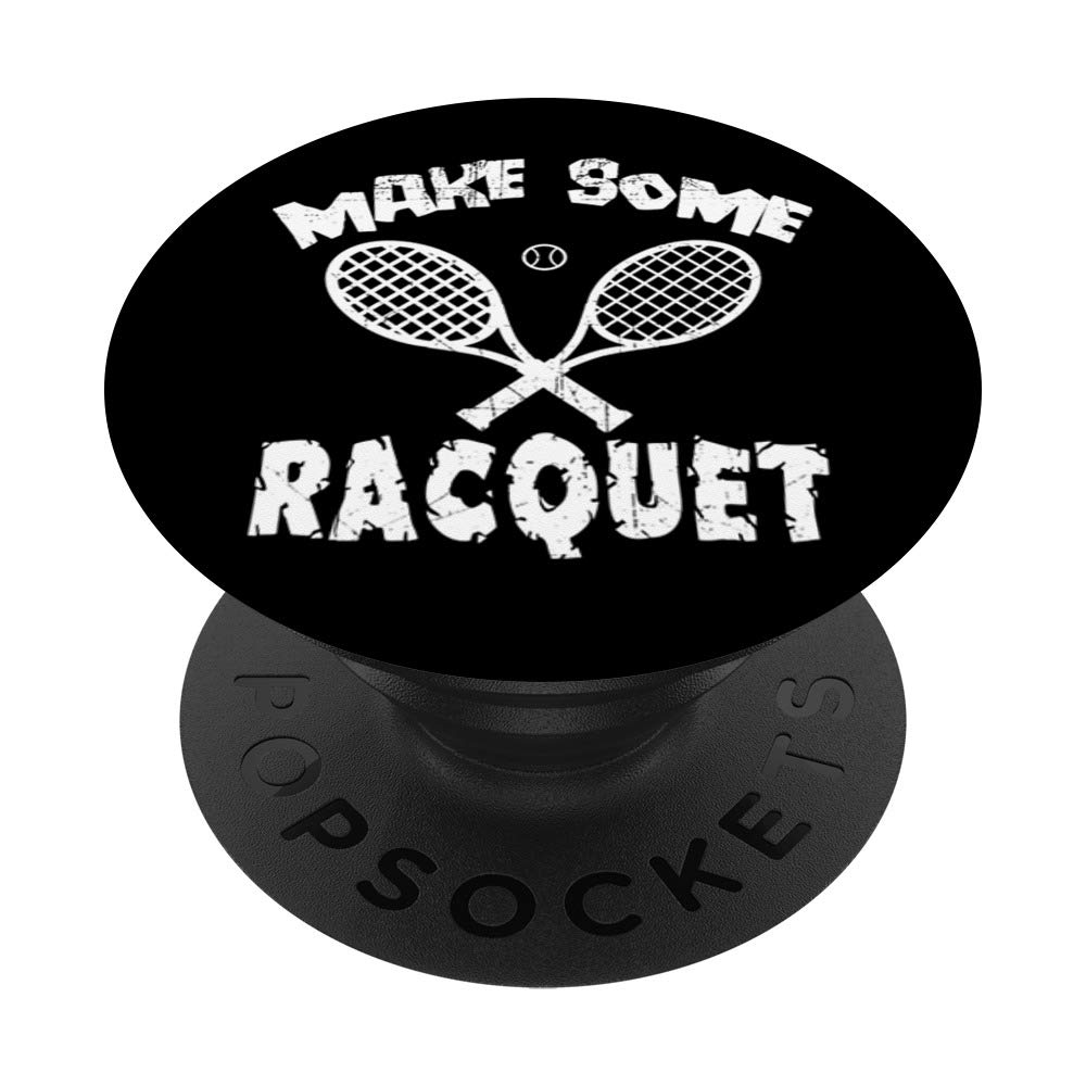 Tennis Make Some Racquet PopSockets - Phone & Tablet Grip Stand with Swappable Collapsible Base - Perfect for Tennis Fans, Sports Enthusiasts & Everyday Use
