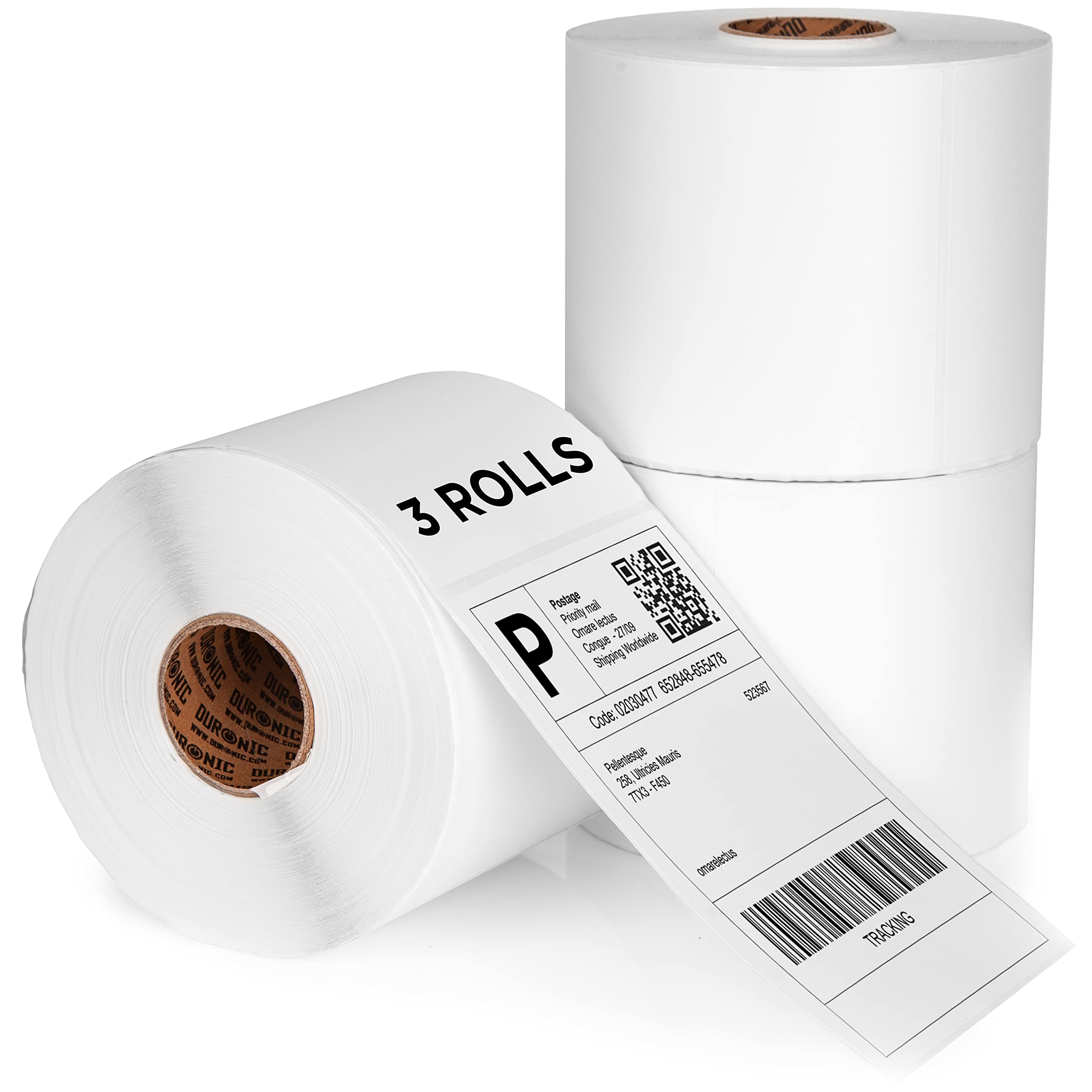 Duronic Thermal Labels LL4X6 [1500 Labels, 3 Rolls] | 100x150mm (4x6