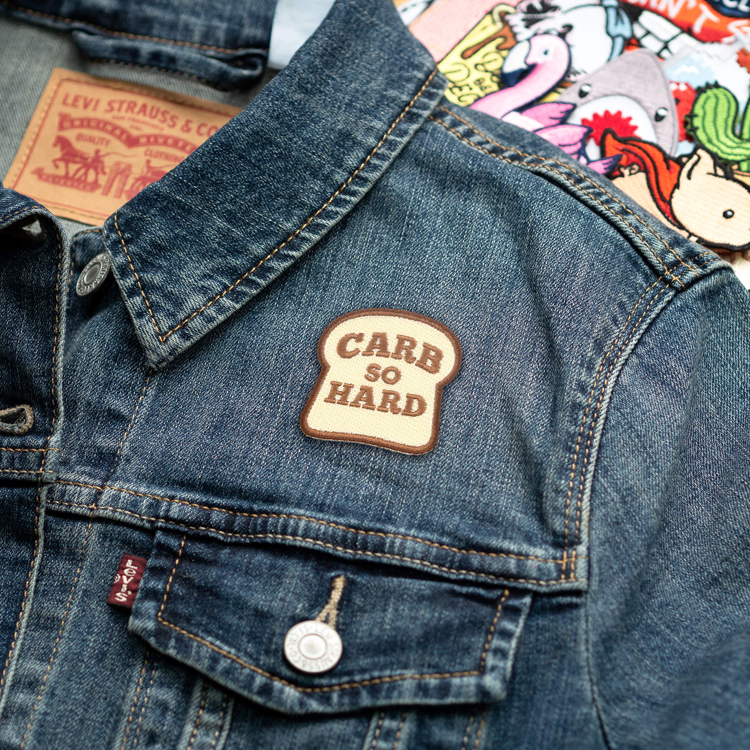 Winks For Days Carb So Hard Embroidered Iron-On Patch - Funny Food Lover Sew On Badge for Jackets, Hats, Bags - Perfect for DIY Crafts & Costume Accessories