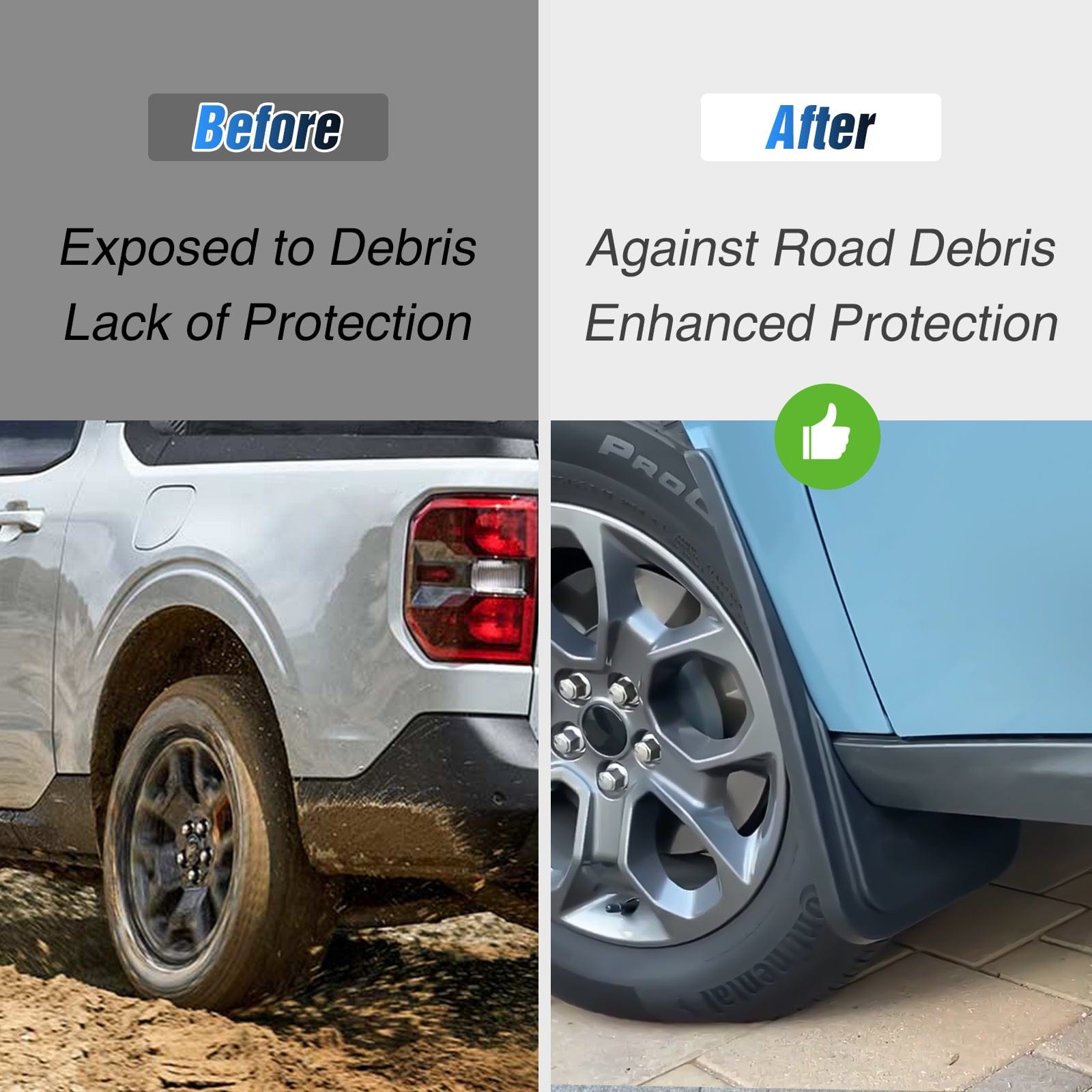 2022-2025 Ford Maverick Front & Rear Mud Flaps Set - Heavy Duty Splash Guards for Off-Road & Winter Driving Protection