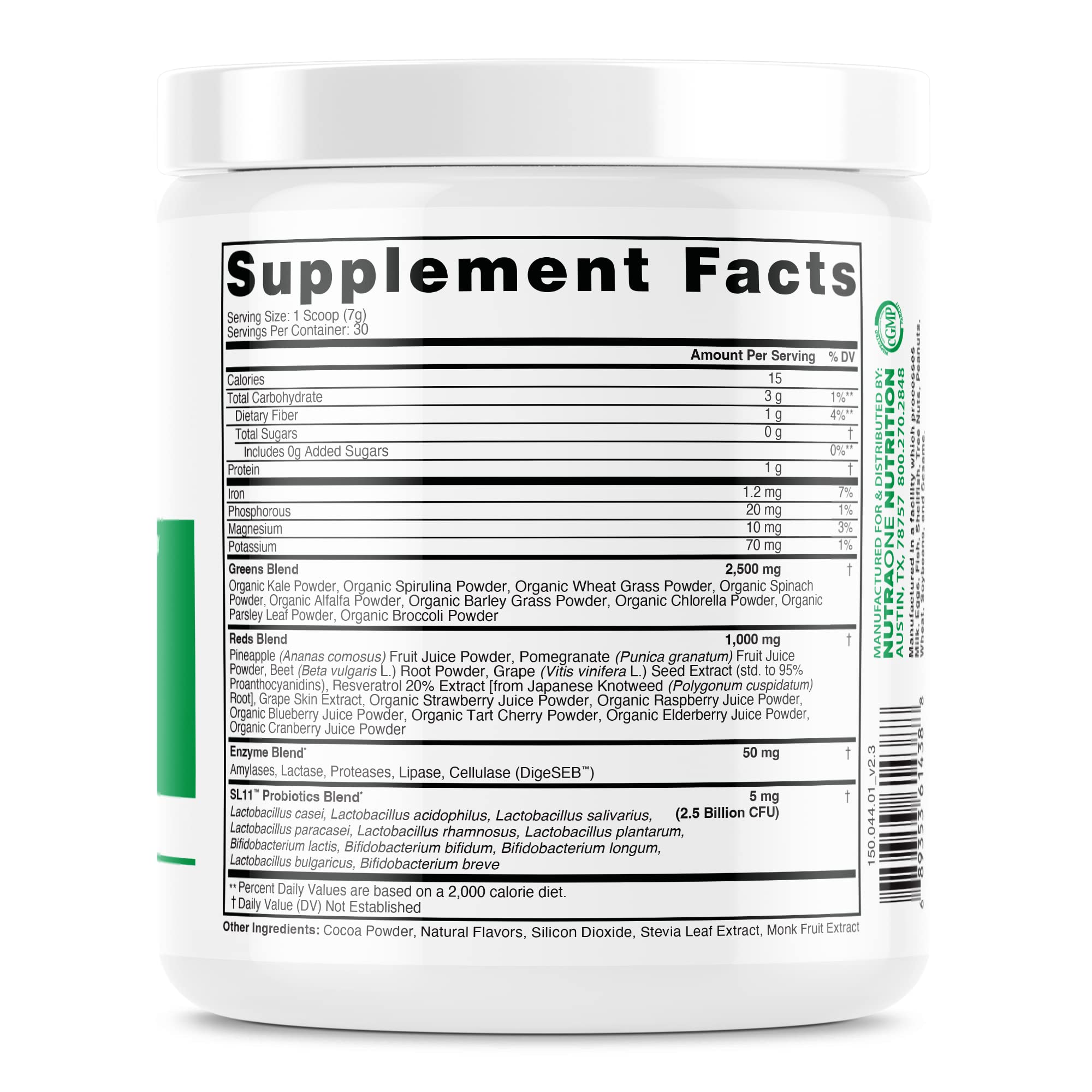 NutraOne Ideal Greens Superfood Powder - Antioxidant & Nutrient-Rich Supplement with Chocolate Flavor (30 Servings) | Boost Energy & Immunity for Active Lifestyles