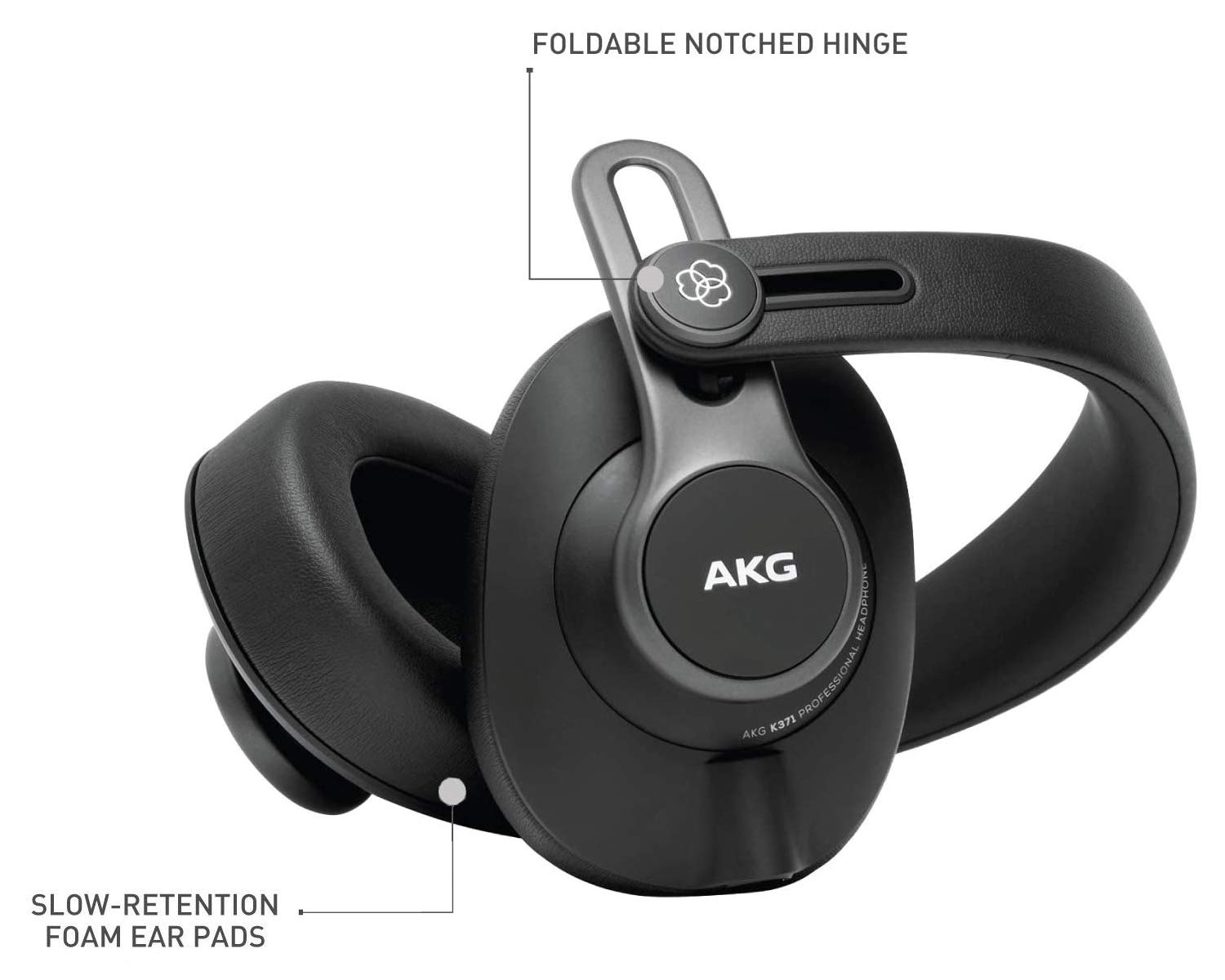 AKG K371 Professional Studio Headphones - Closed-Back Over-Ear Foldable Design with Detachable Cable | Includes Blucoil 6ft 3.5mm Extension & Slappa HardBody PRO Case | Perfect for Music Production, Podcasting, Gaming & Mobile Devices
