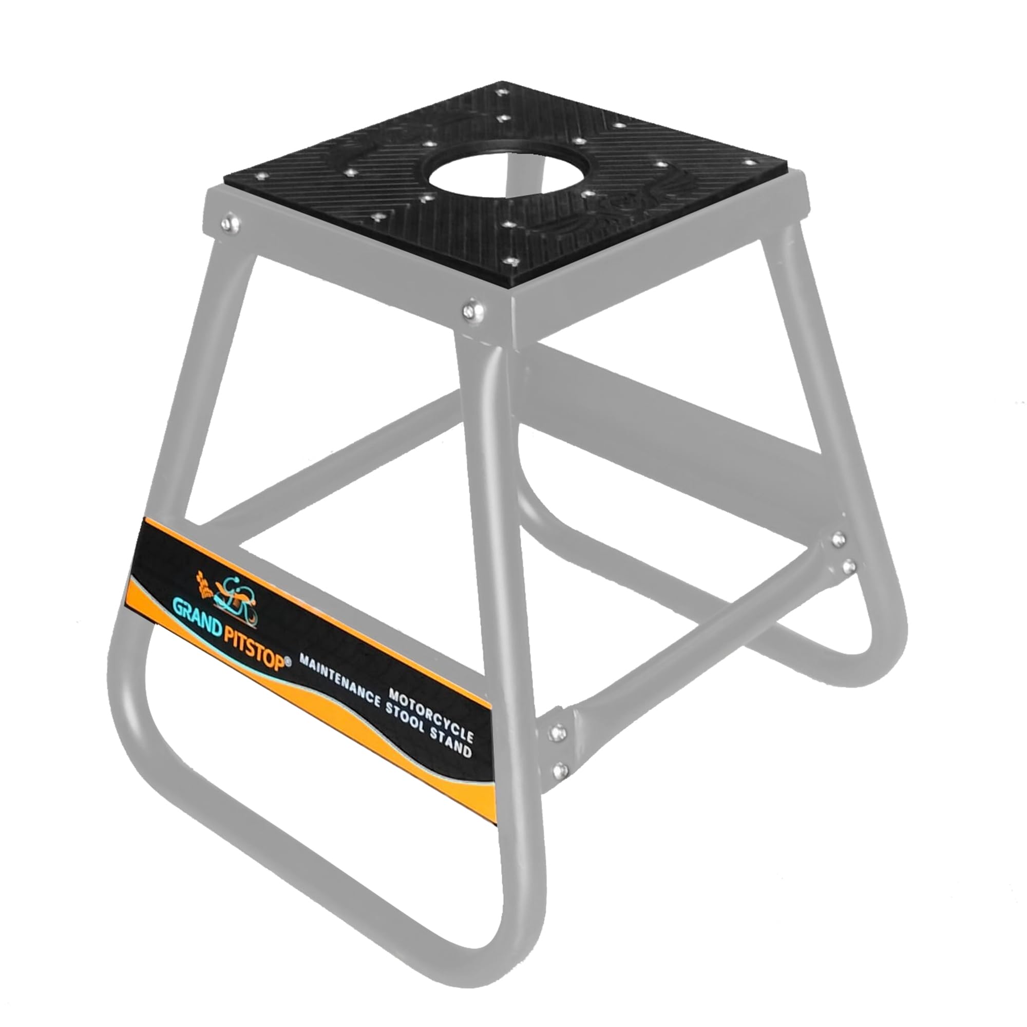 GRAND PITSTOP Universal Motorcycle & Dirt Bike Maintenance Stand - Heavy Duty Steel Construction, Powder Coated Non-Slip Surface for Off-Road Powersports - Perfect for Garage Workshop & Trailside Repairs (Silver)