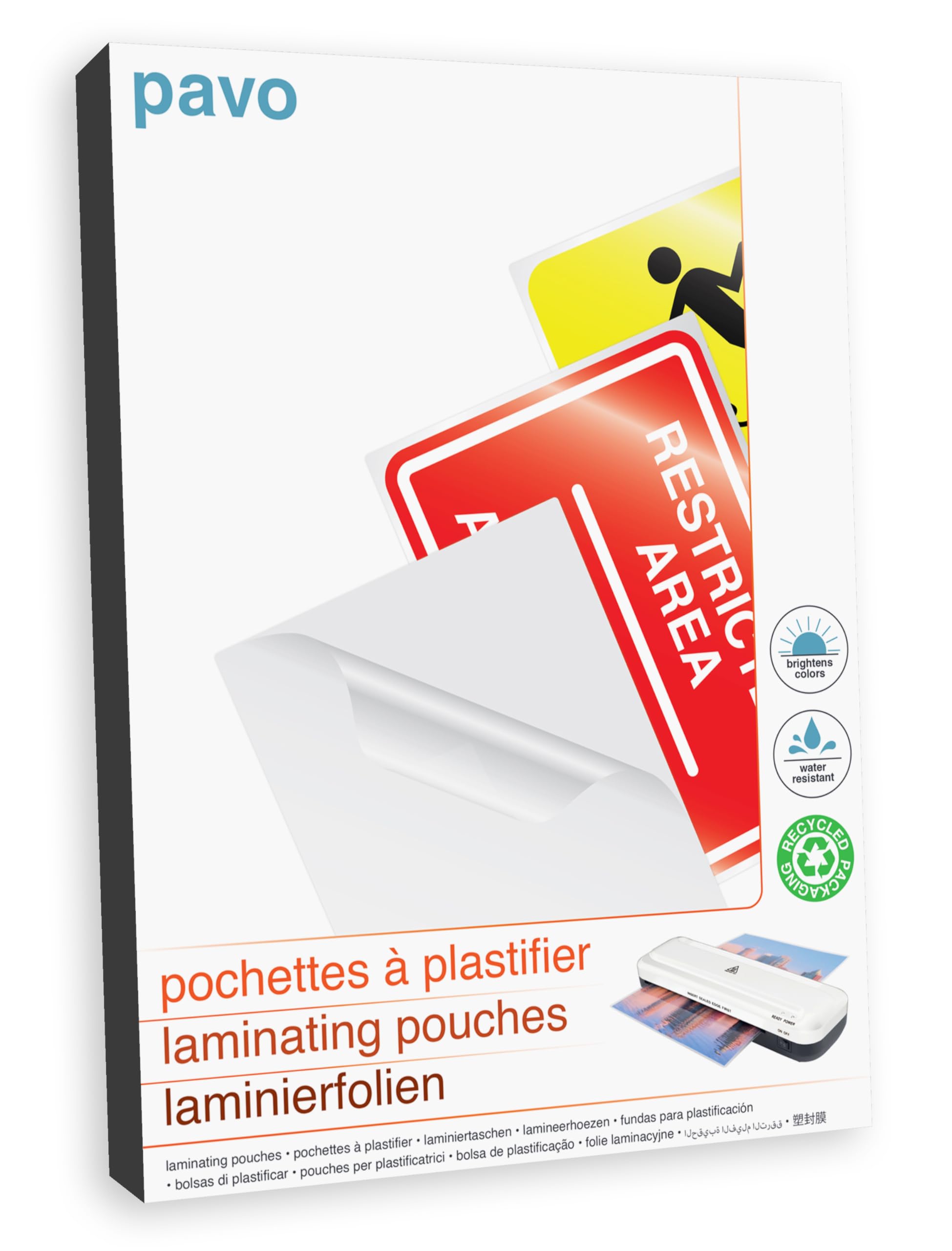 PAVO Premium 250 Micron Laminating Pouches - 100 Pack Glossy Finish for Office Documents, Photos & ID Cards - Professional Grade Lamination Sheets for School, Business & Home Organization
