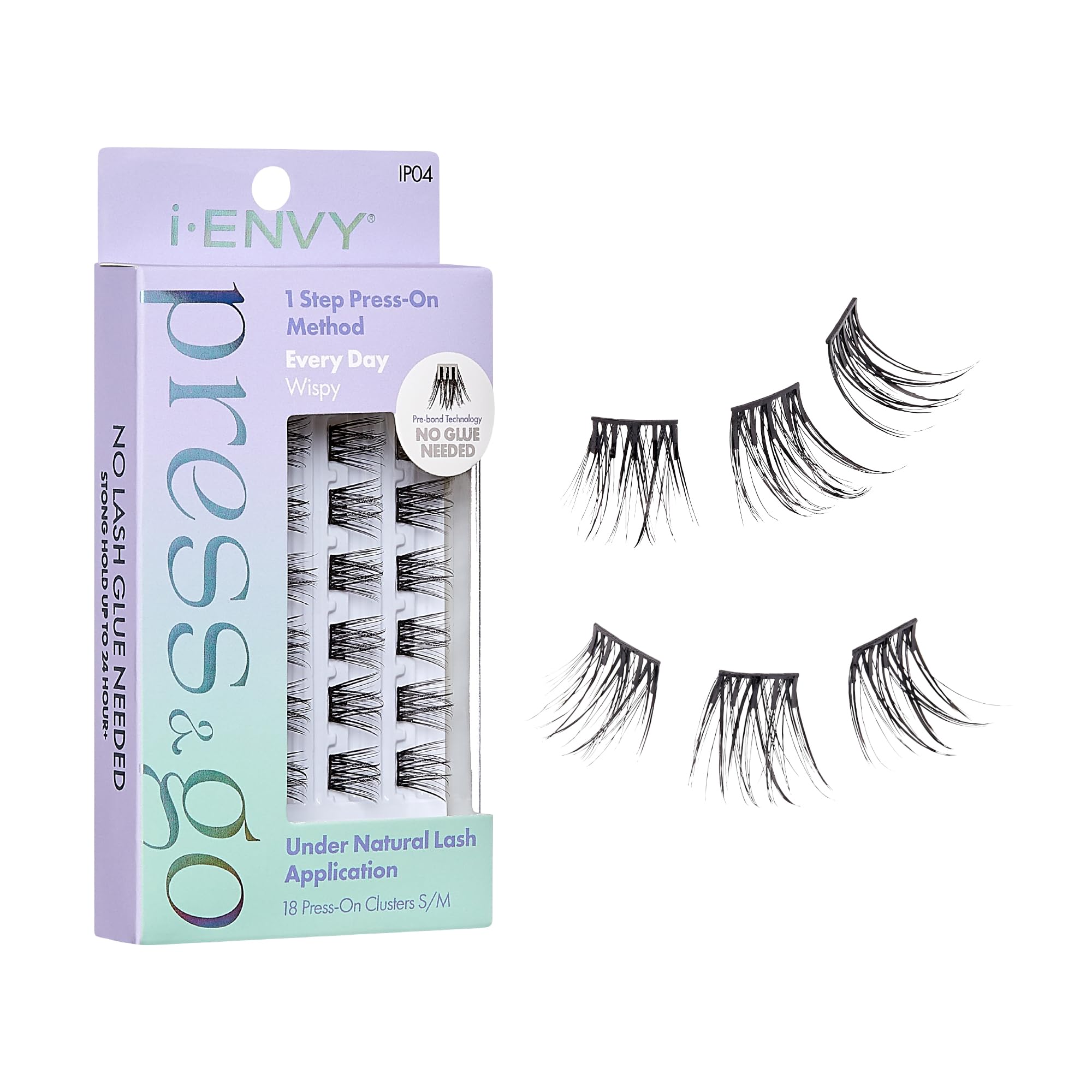 i-ENVY Press&Go Self-Adhesive Eyelash Clusters - No Glue Needed False Lashes, Easy 1-Step Application, Damage-Free & No Residue (Everyday Wispy Style) for Natural Look, Parties & Special Occasions