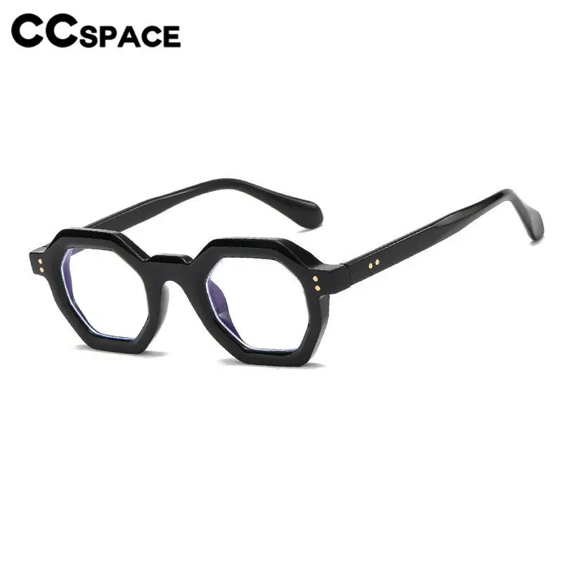 CCspace Unisex Full Rim Polygon Plastic Eyeglasses 56891 - Trendy Geometric Frame for Men & Women - Perfect for Work, Reading & Fashion Accessories