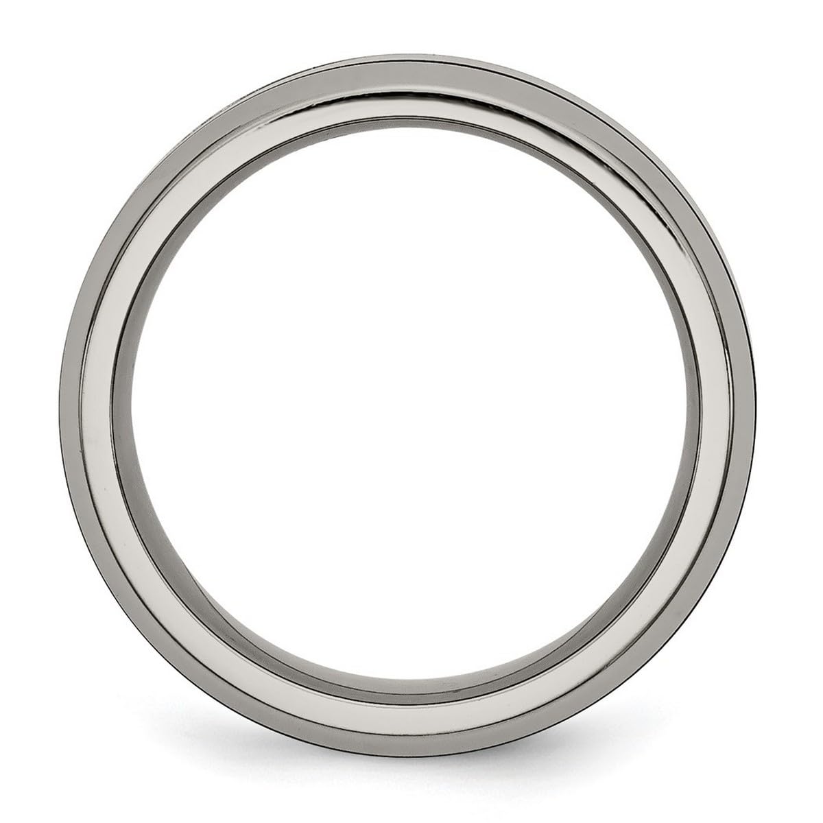 Polished Black Ceramic Beveled Band Ring with Titanium Base - Unisex Wedding, Engagement & Fashion Ring for Men & Women | Sizes 4-13 | Perfect for Everyday Wear, Anniversary Gifts & Couple Jewelry