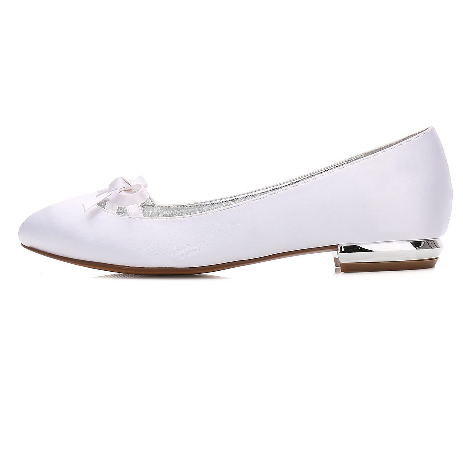 Women's Satin Bridal Shoes - Round Toe Ballet Flats for Wedding Dresses & Formal Occasions - Perfect for Brides, Bridesmaids, and Special Events