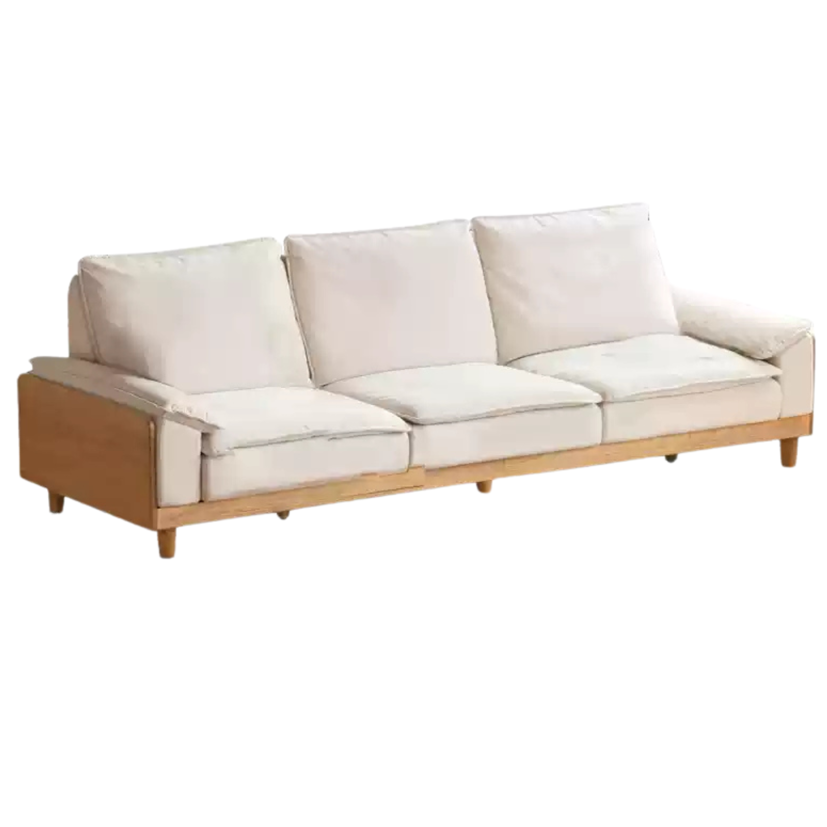 out of stock 114.5x38.9x37.4 inch / 291x99.7x95cm / Natural wood color / white oak sofa imitation cotton and linen-pear white